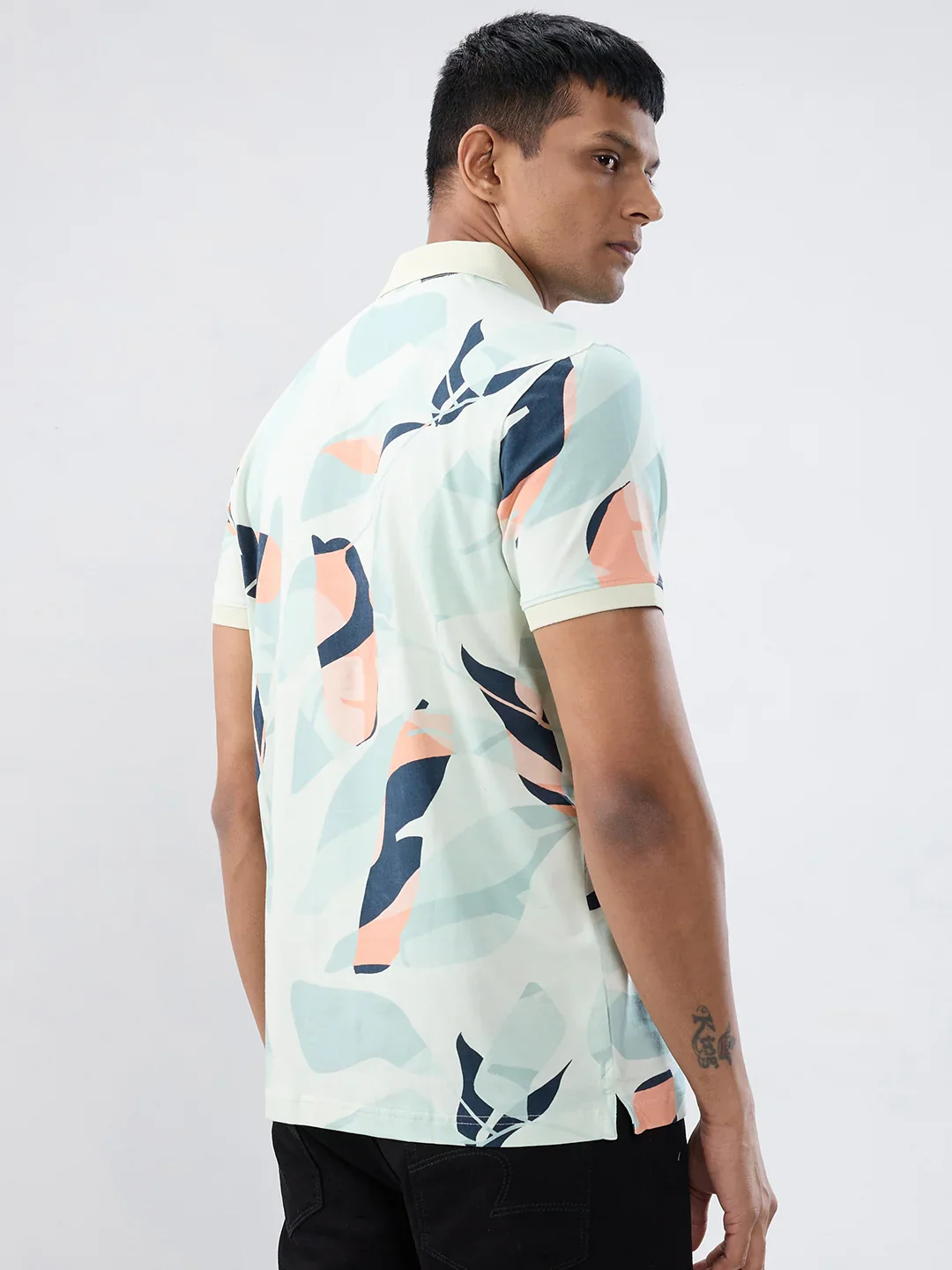 Men T-Shirt Print Green Regular Fit - Image 6