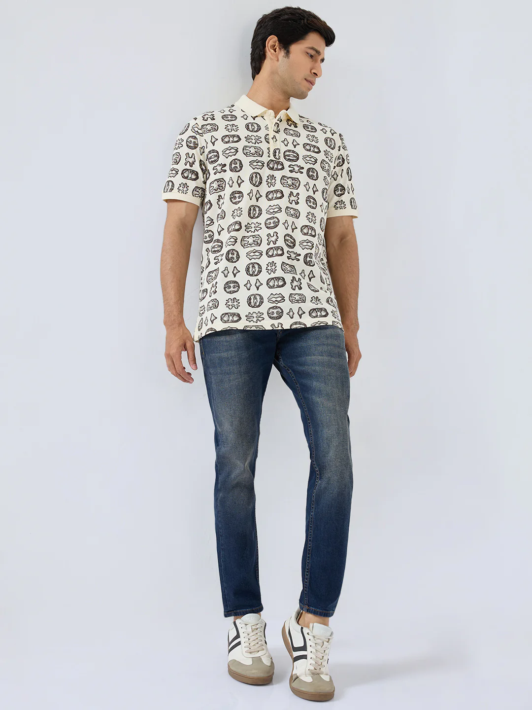Men T-Shirt Print Brown Regular Fit - Image 2