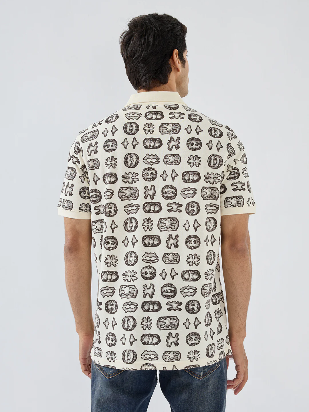 Men T-Shirt Print Brown Regular Fit - Image 5