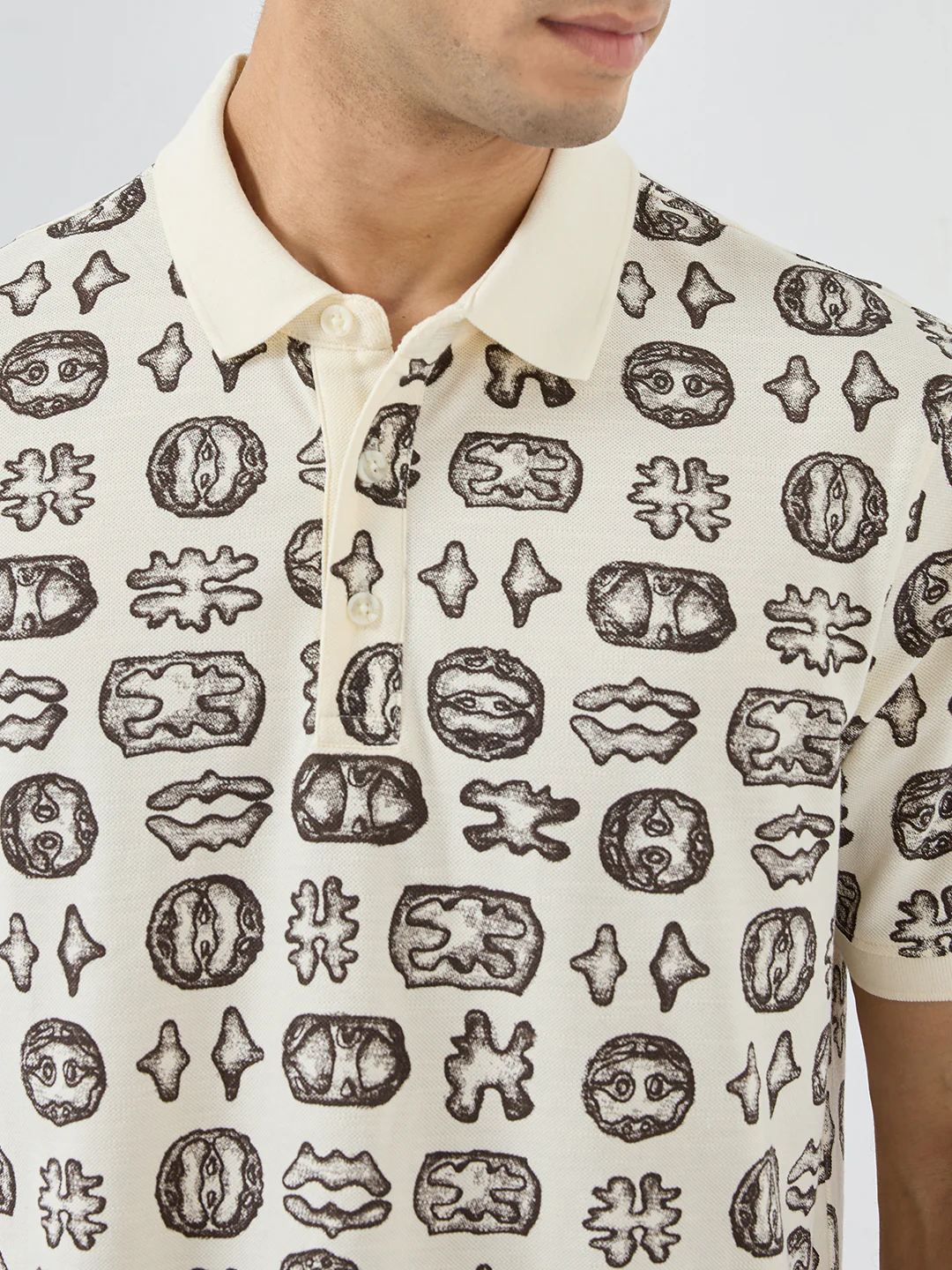 Men T-Shirt Print Brown Regular Fit - Image 6