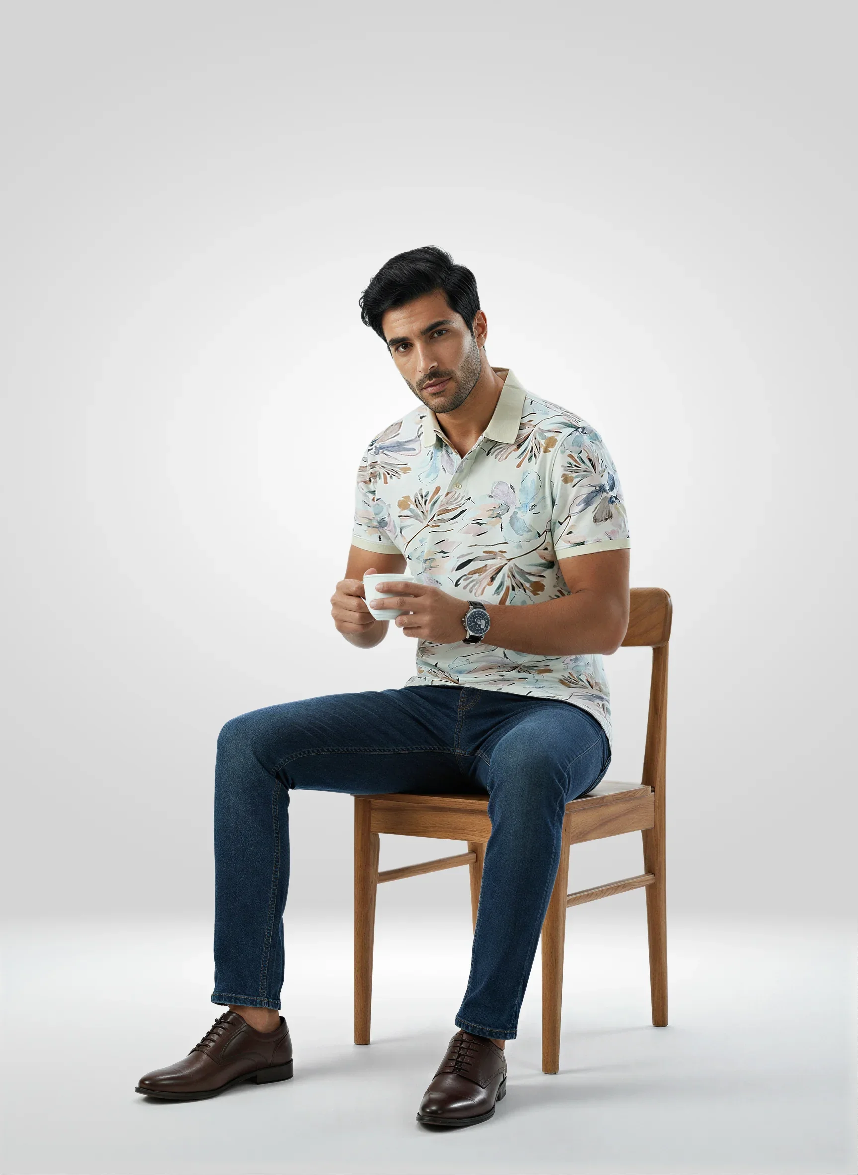 Men T-Shirt Print Off White Regular Fit - Image 2