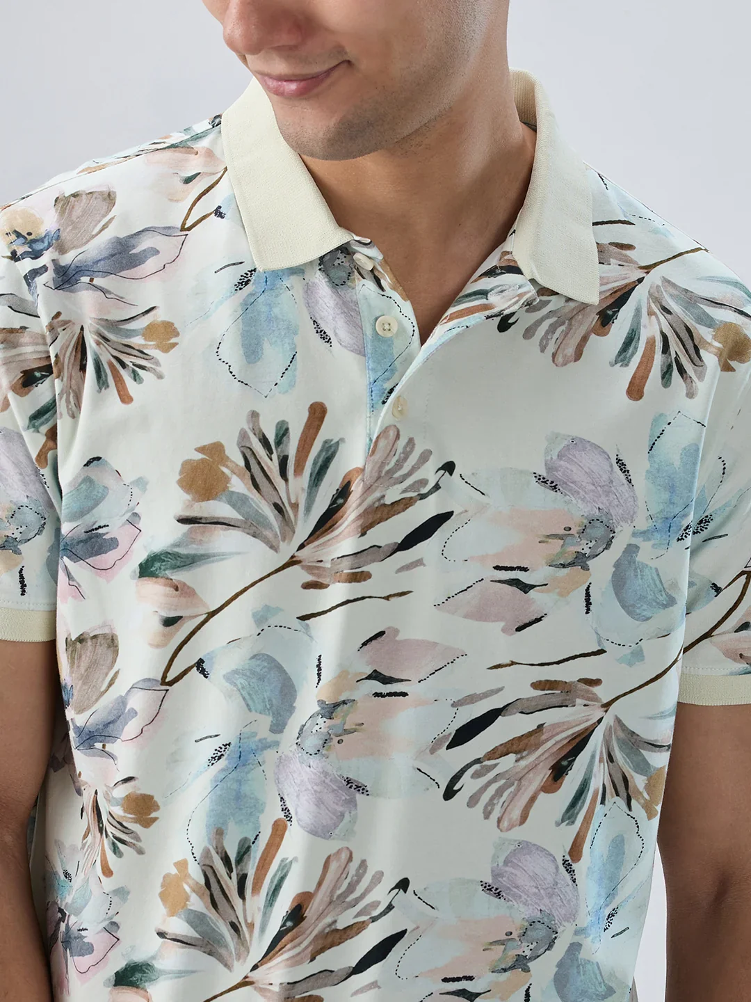Men T-Shirt Print Off White Regular Fit - Image 4
