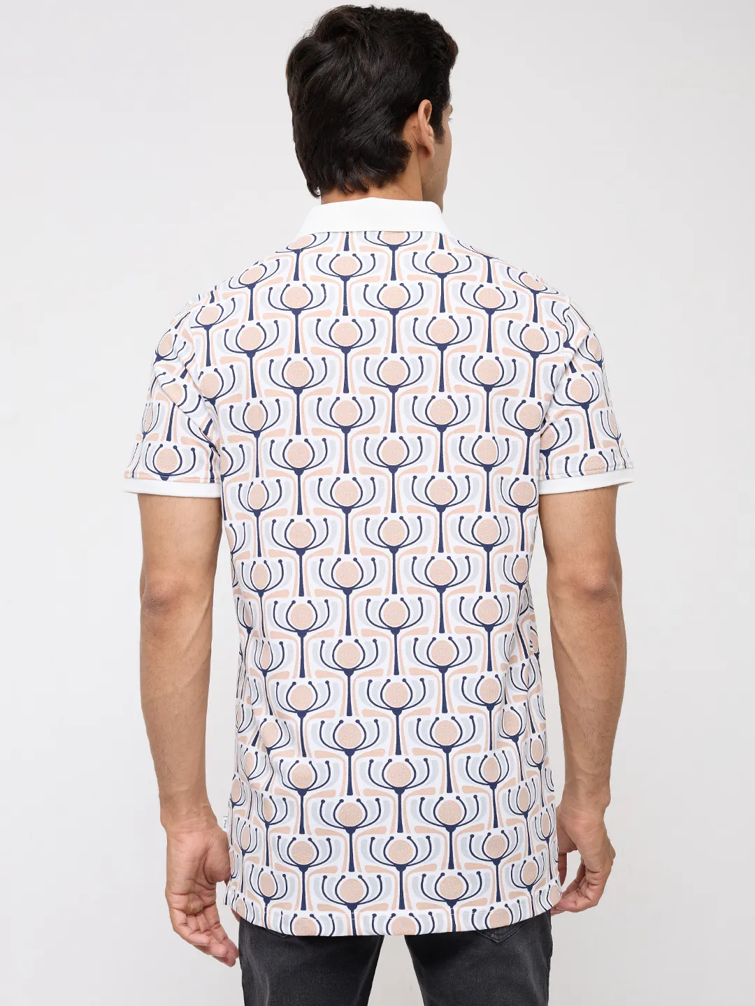 Men T-Shirt Print Grey Regular Fit - Image 5