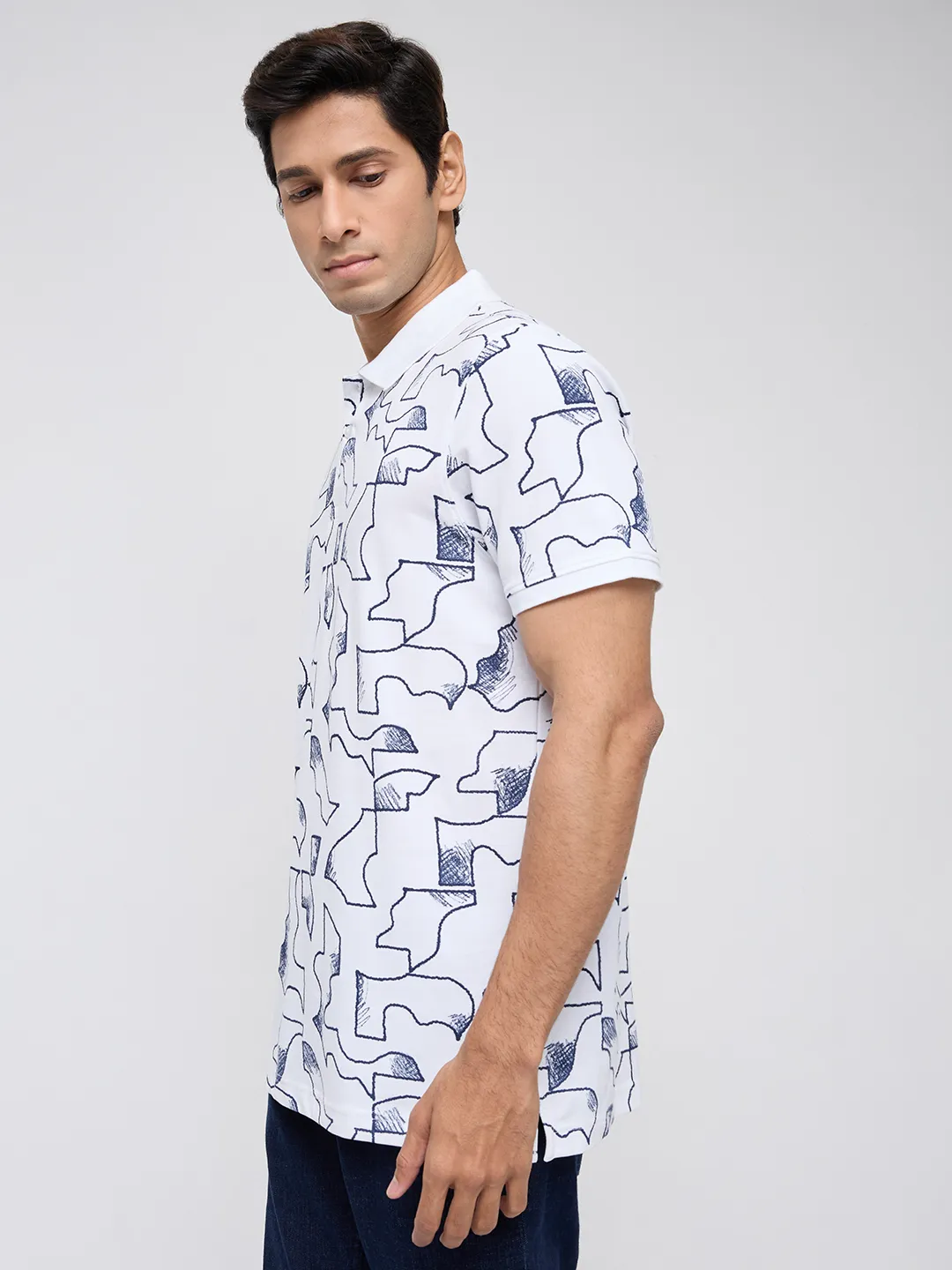 Men T-Shirt Print White Regular Fit - Image 4