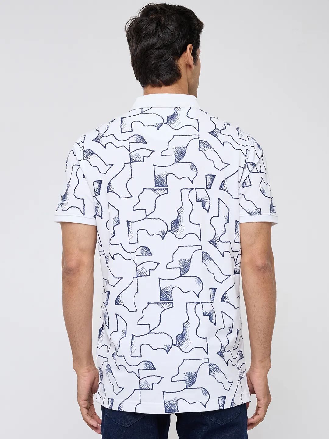 Men T-Shirt Print White Regular Fit - Image 5