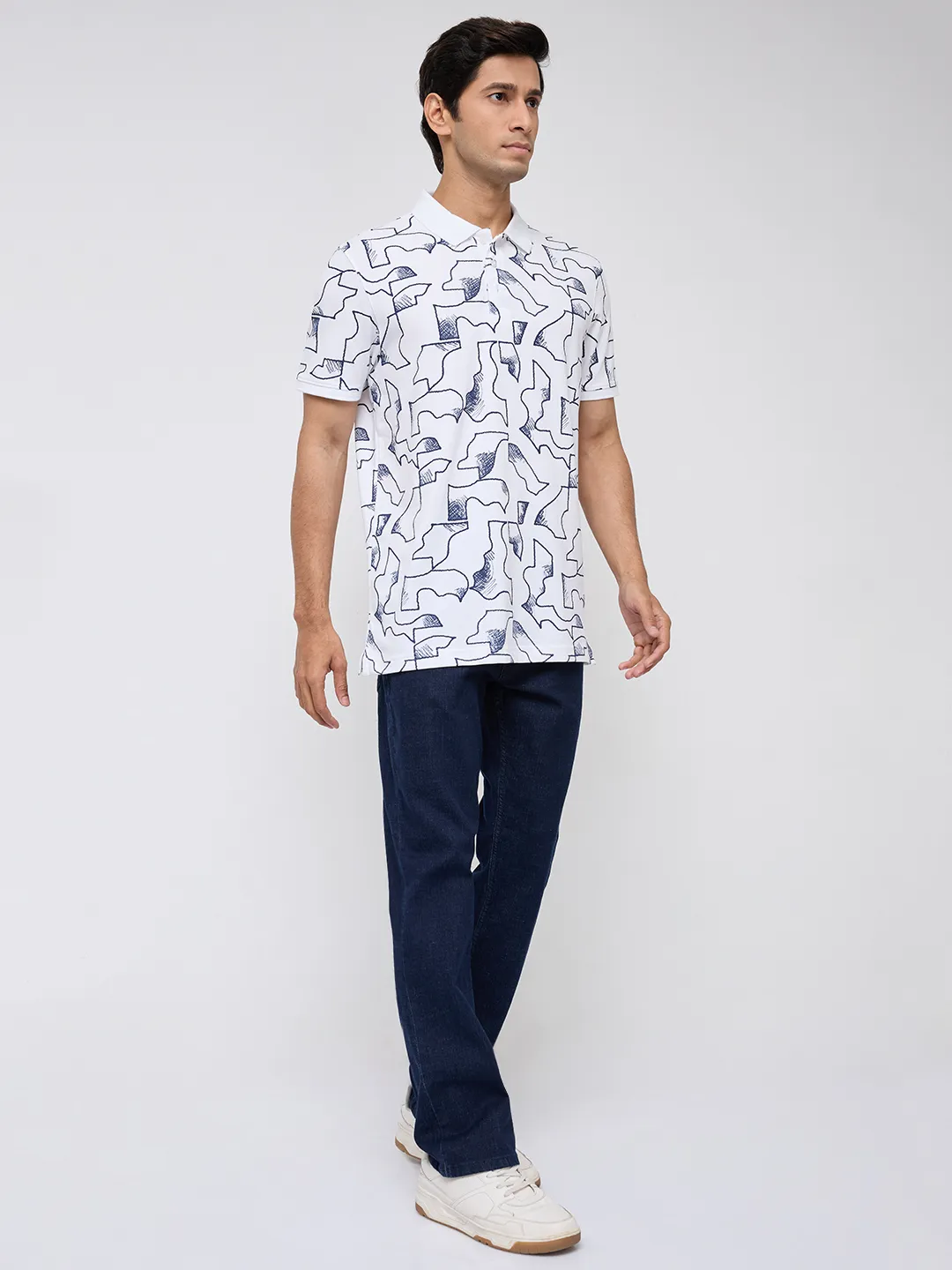 Men T-Shirt Print White Regular Fit - Image 6