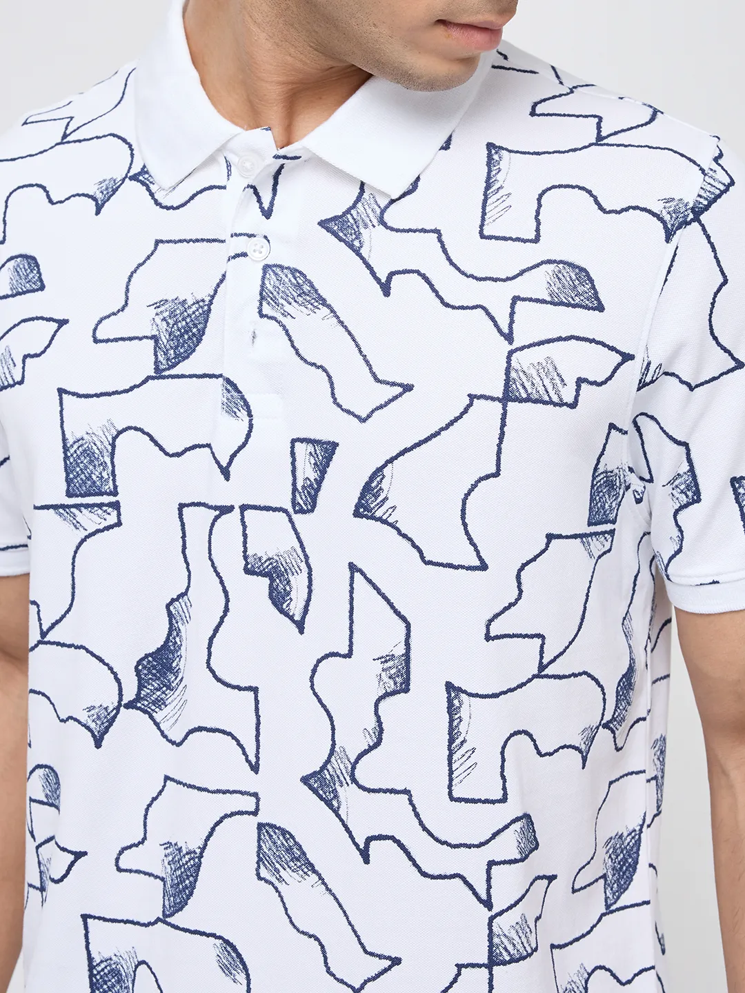 Men T-Shirt Print White Regular Fit - Image 7