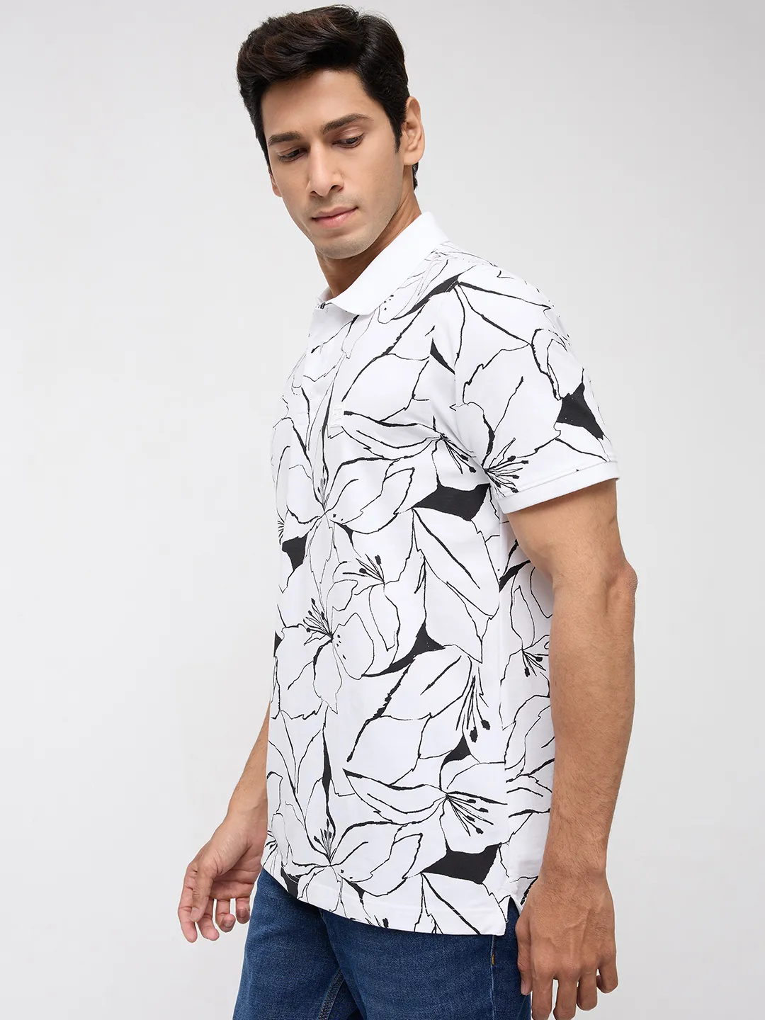 Men T-Shirt Print White Regular Fit - Image 4