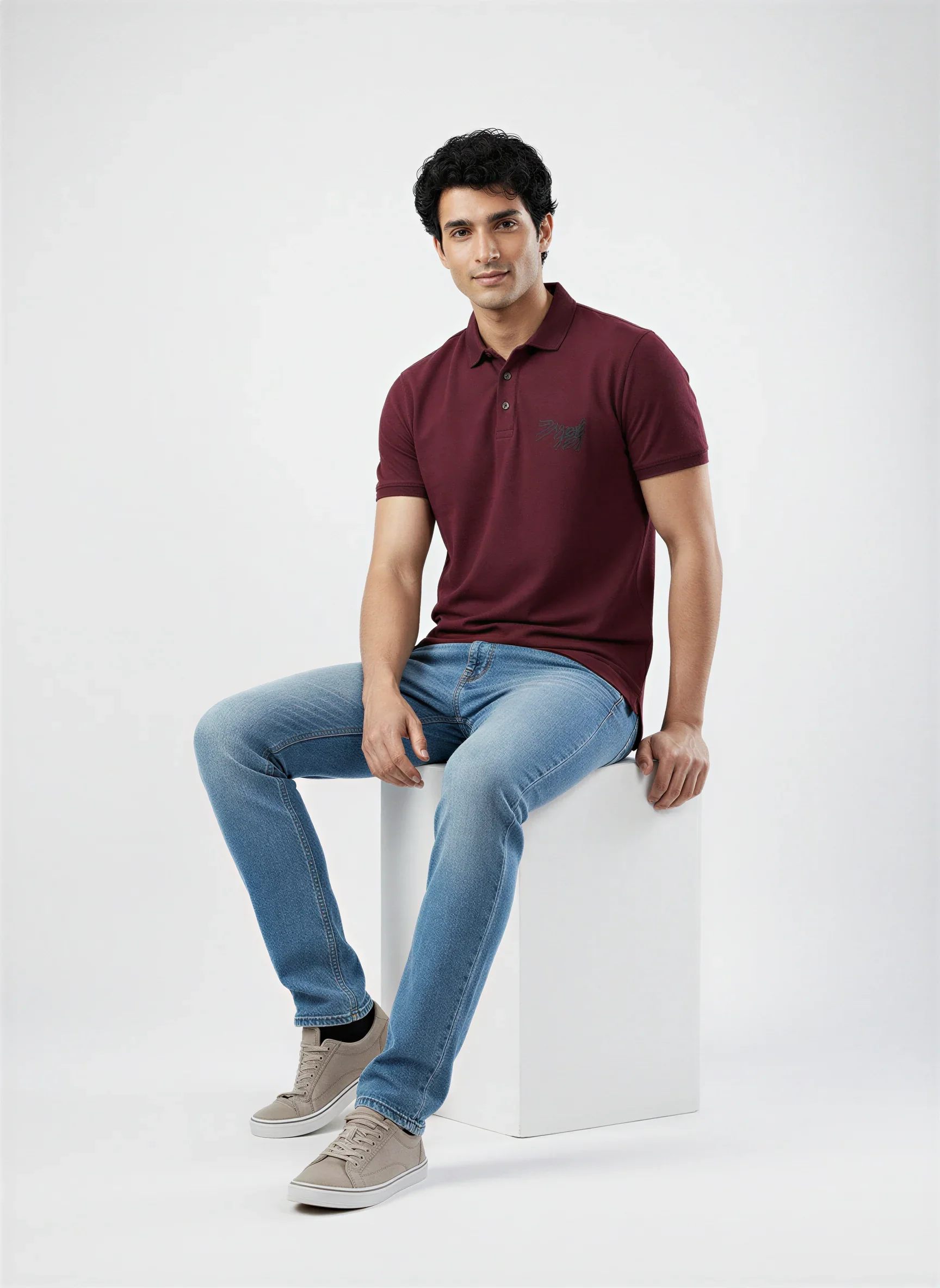 Men T-Shirt Solid Red Regular Fit - Image 2