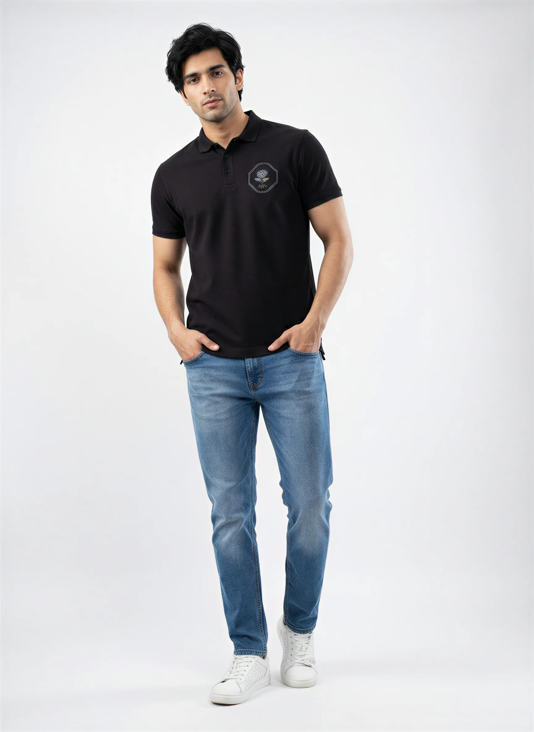 Men T-Shirt Solid Black Regular Fit - Image 2