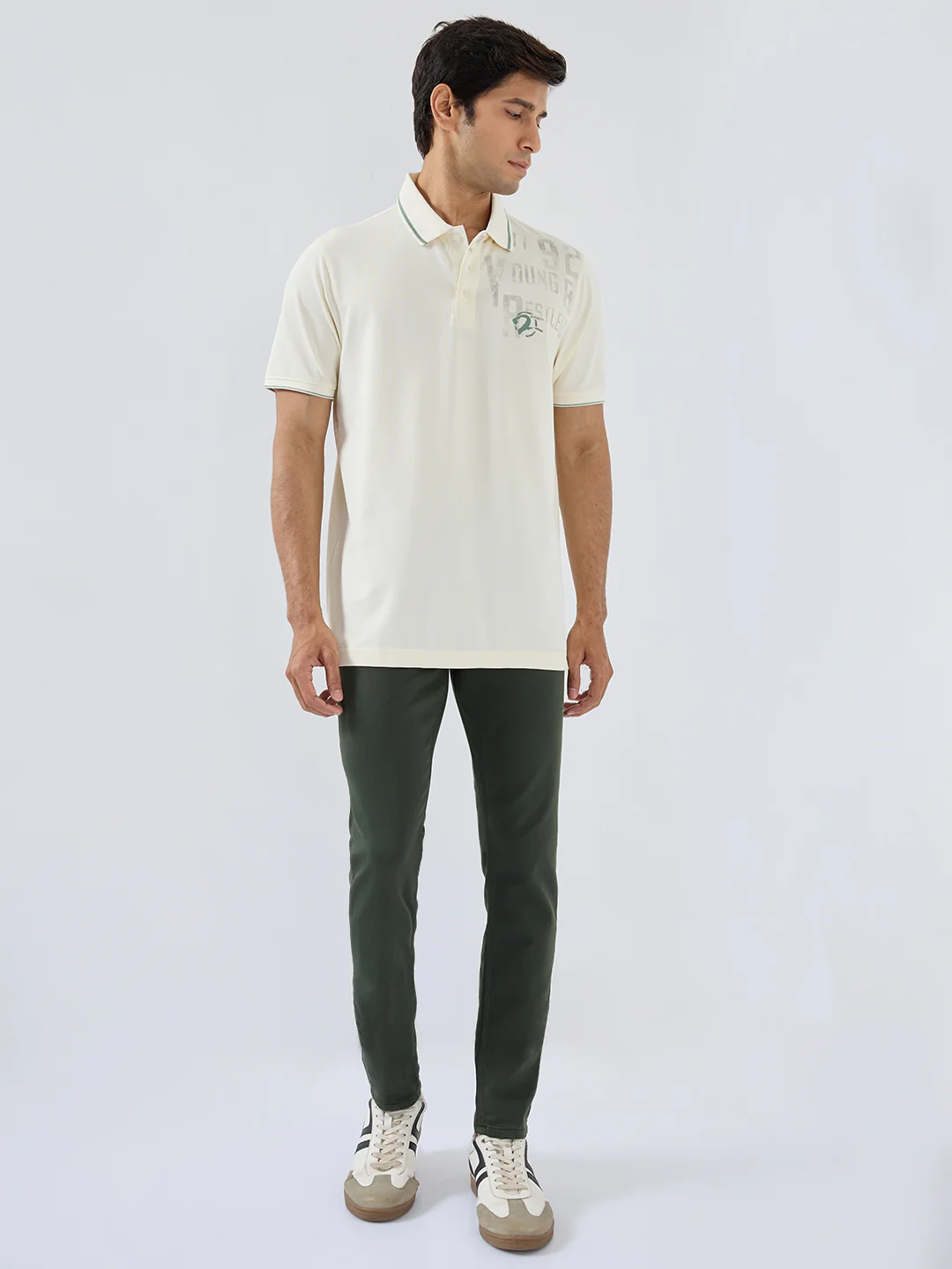 Men T-Shirt Solid White Regular Fit - Image 2