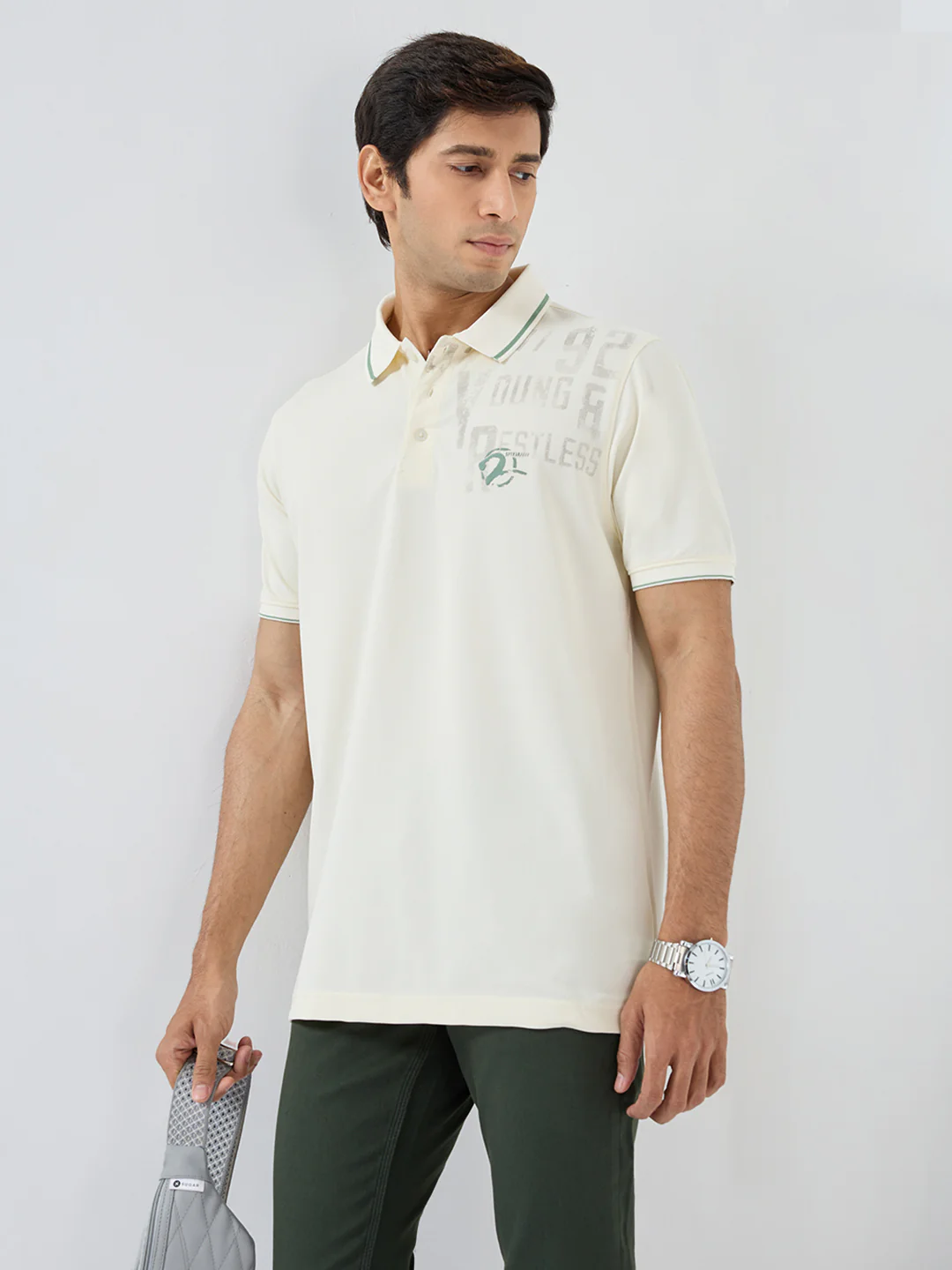 Men T-Shirt Solid White Regular Fit - Image 7