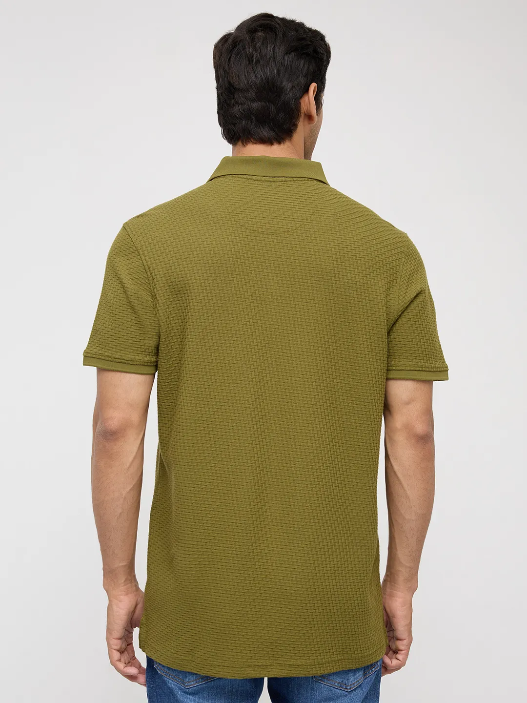 Men T-Shirt Solid Green Regular Fit - Image 5