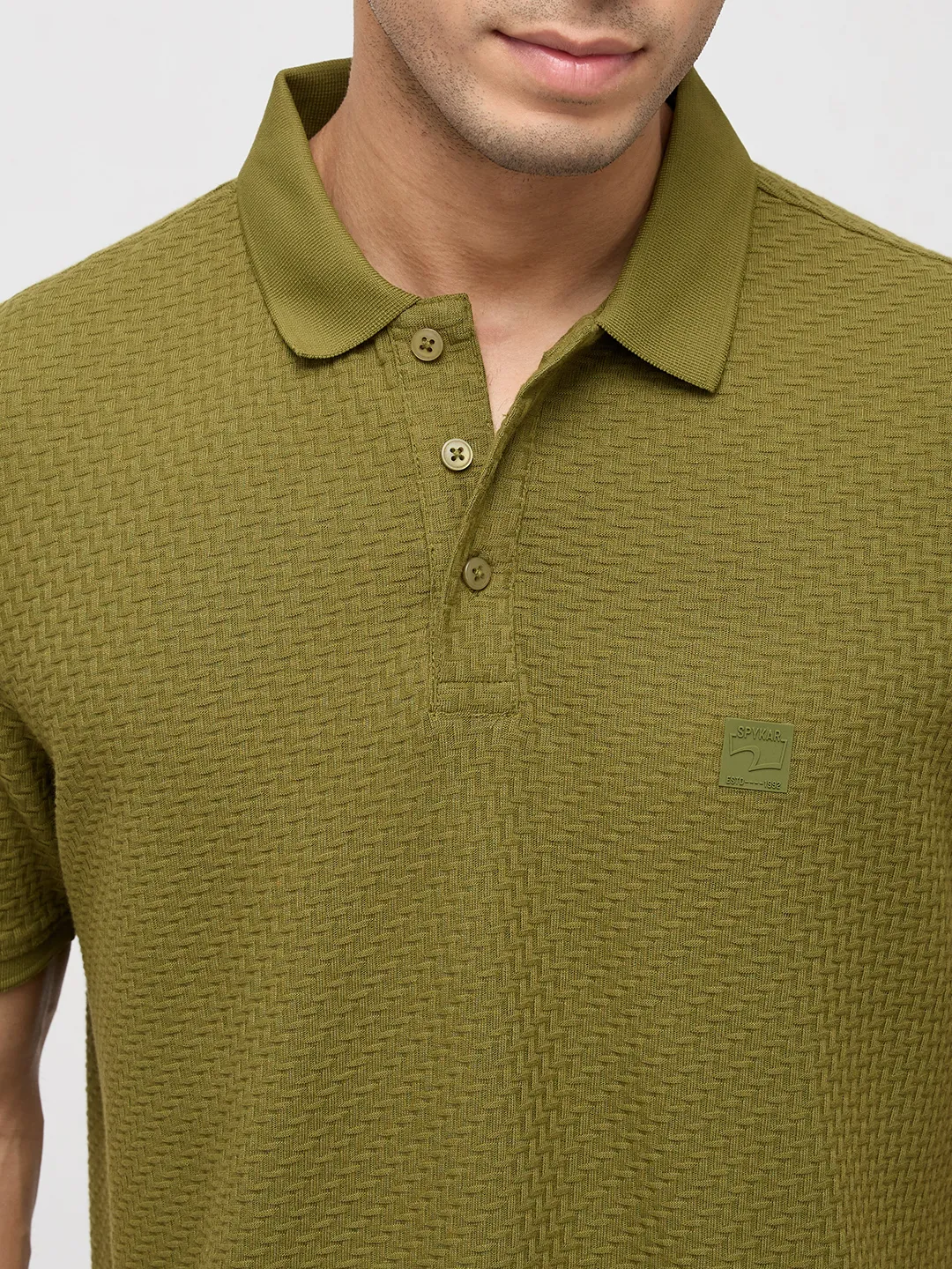 Men T-Shirt Solid Green Regular Fit - Image 6