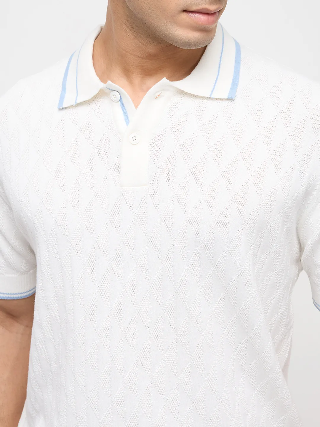 Men T-Shirt Solid Off White Regular Fit - Image 6