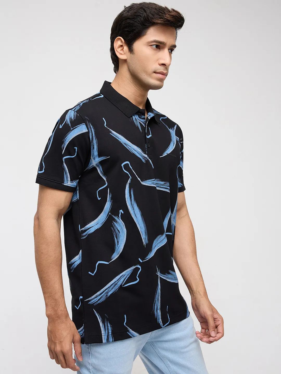 Men T-Shirt Print Black Regular Fit - Image 3