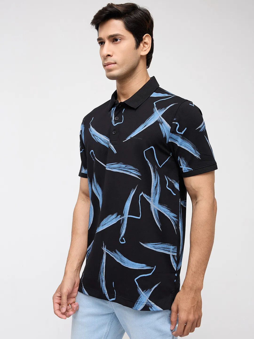 Men T-Shirt Print Black Regular Fit - Image 4