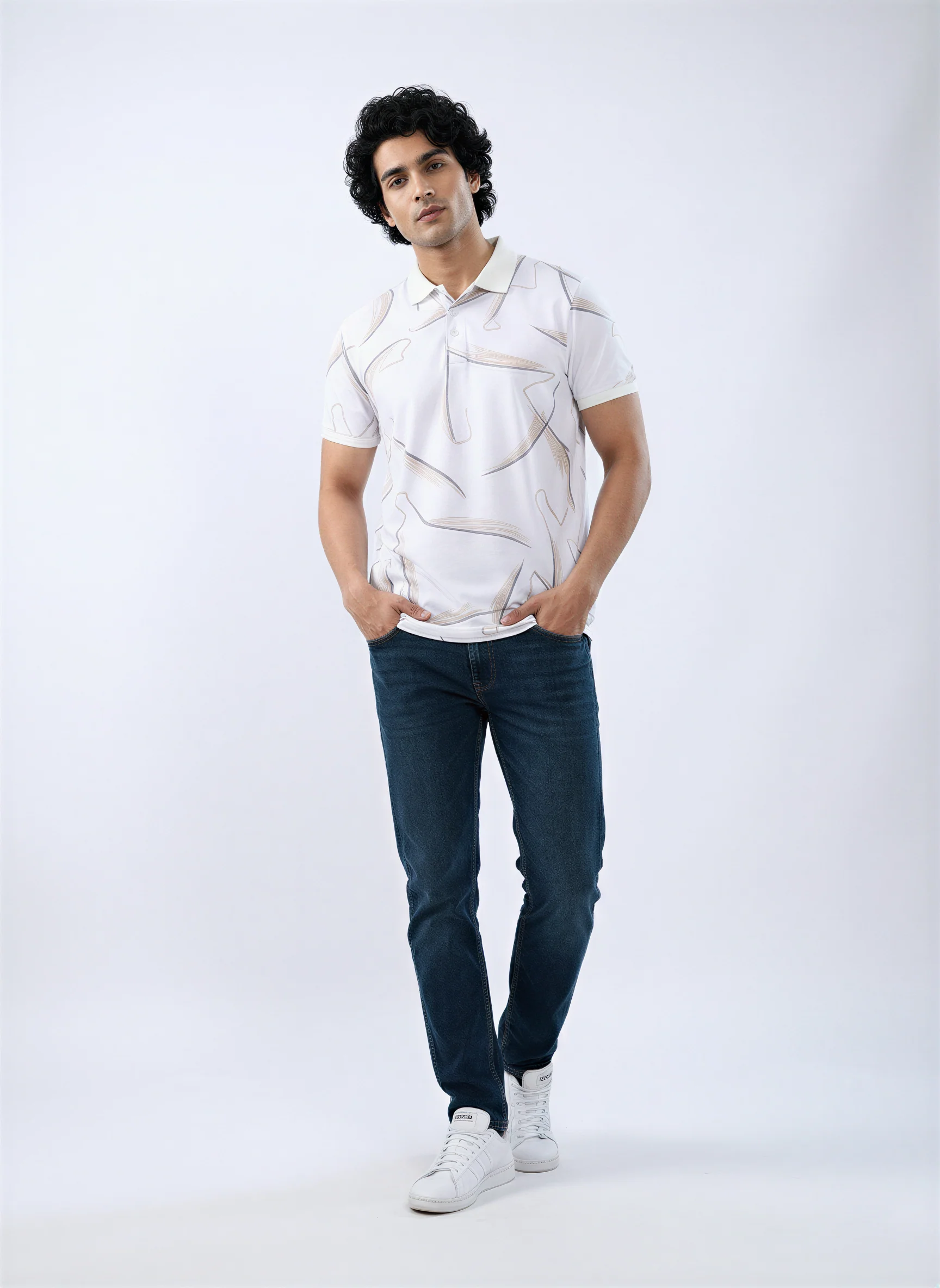 Men T-Shirt Print White Regular Fit - Image 2