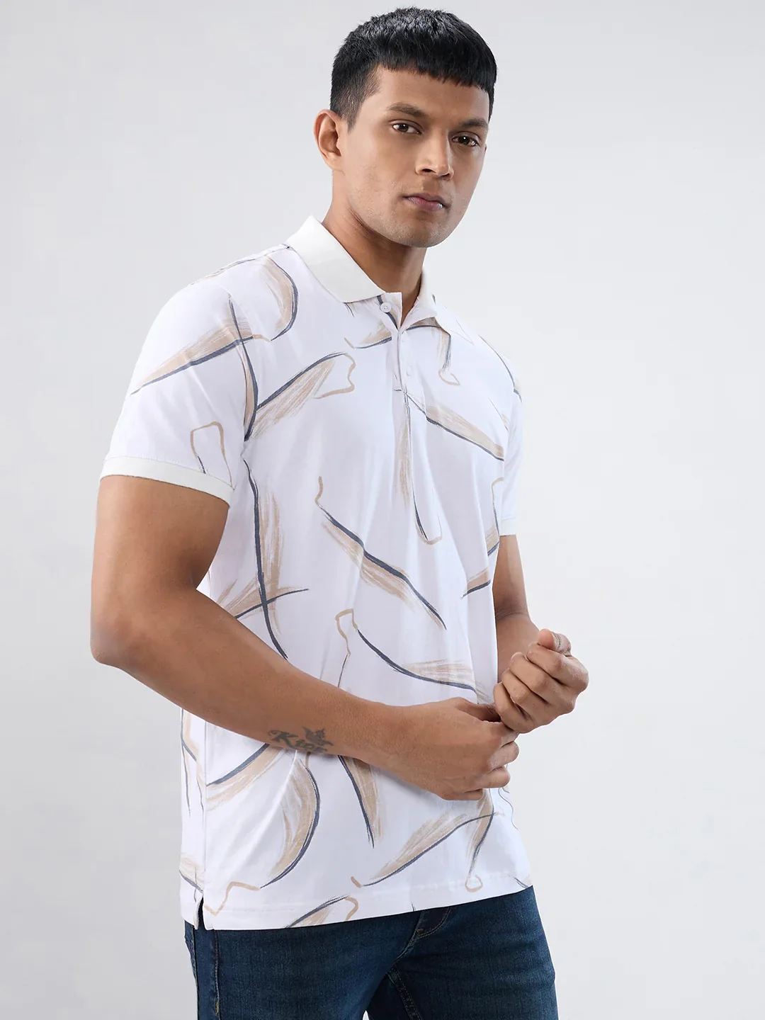Men T-Shirt Print White Regular Fit - Image 3