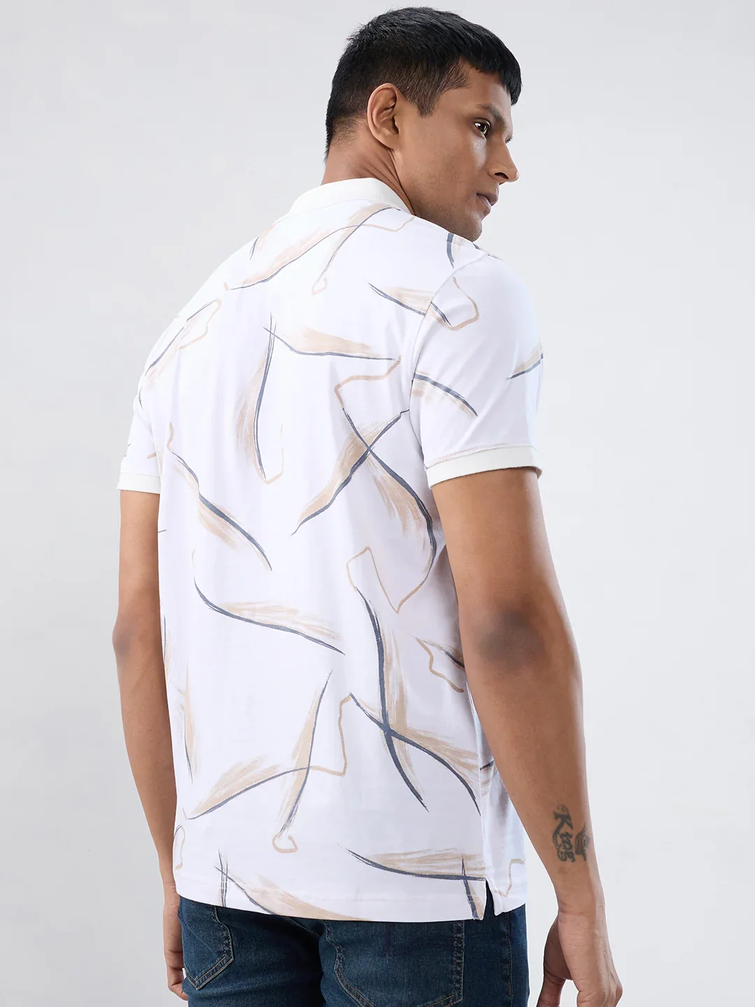 Men T-Shirt Print White Regular Fit - Image 4
