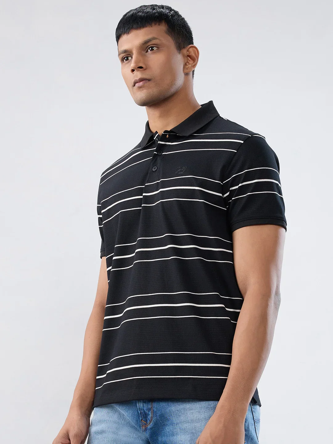 Men T-Shirt Stripe Black Regular Fit - Image 4