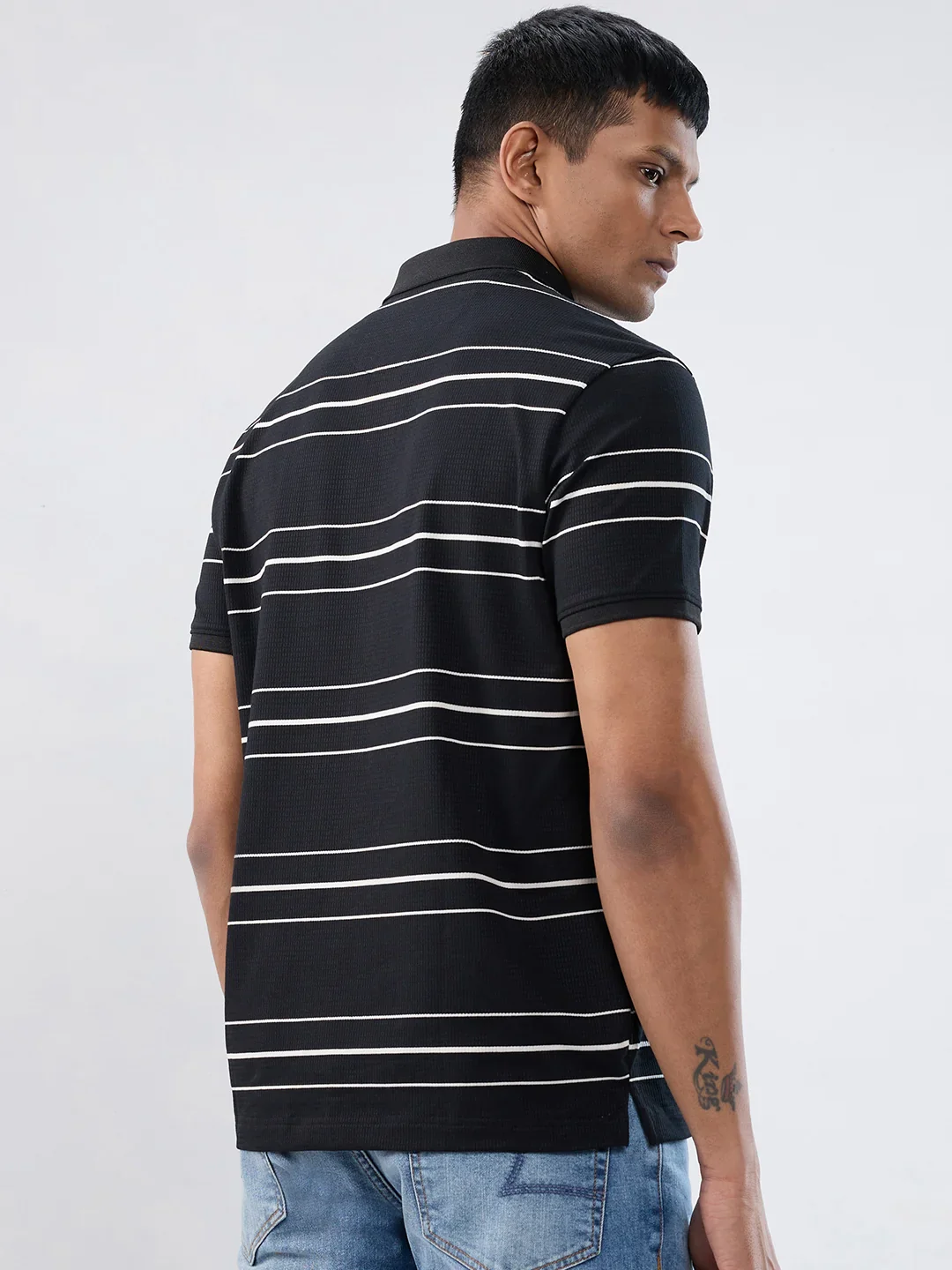 Men T-Shirt Stripe Black Regular Fit - Image 5