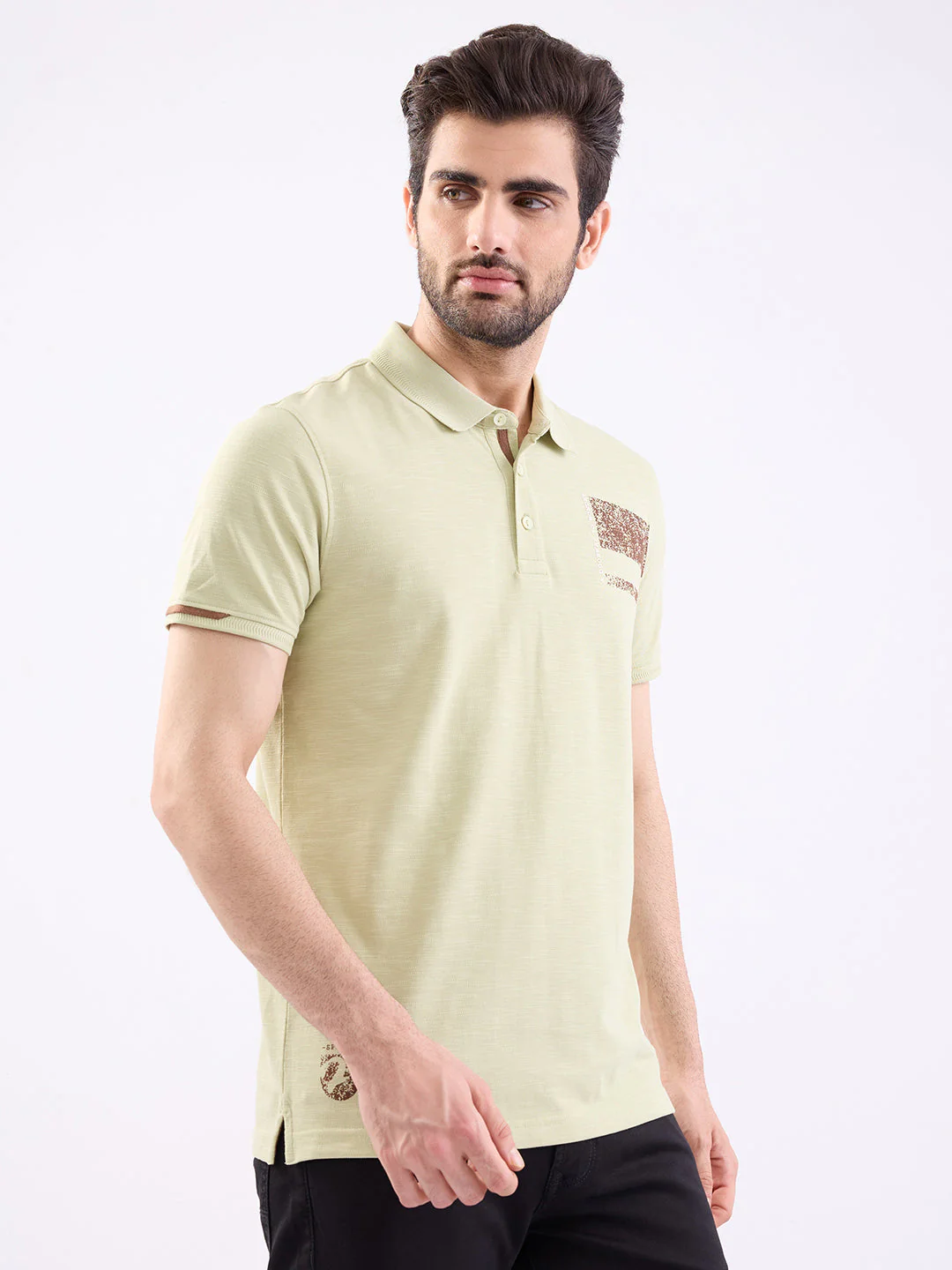 Men T-Shirt Green Slim Fit