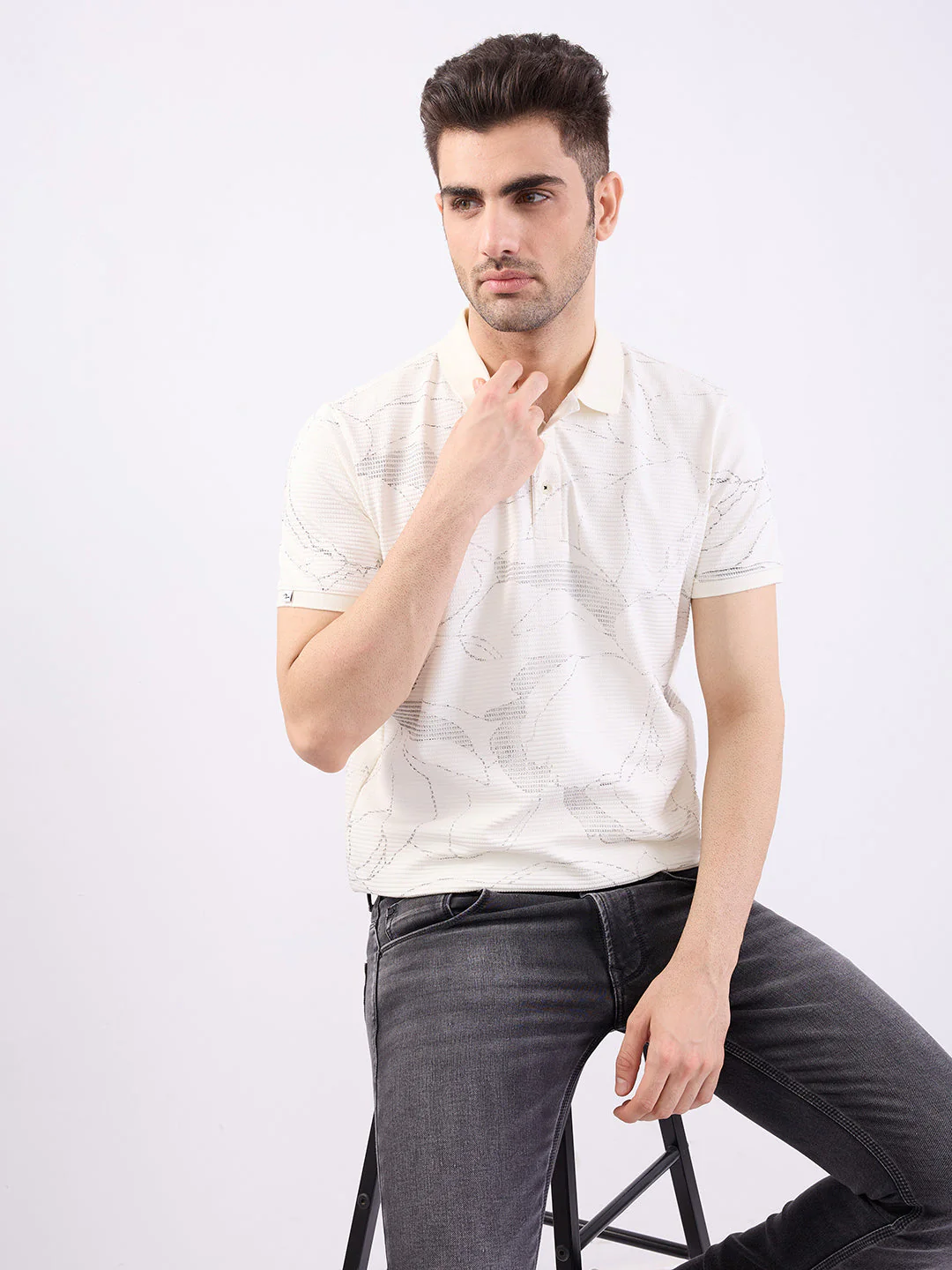 Men T-Shirt White Slim Fit - Image 7