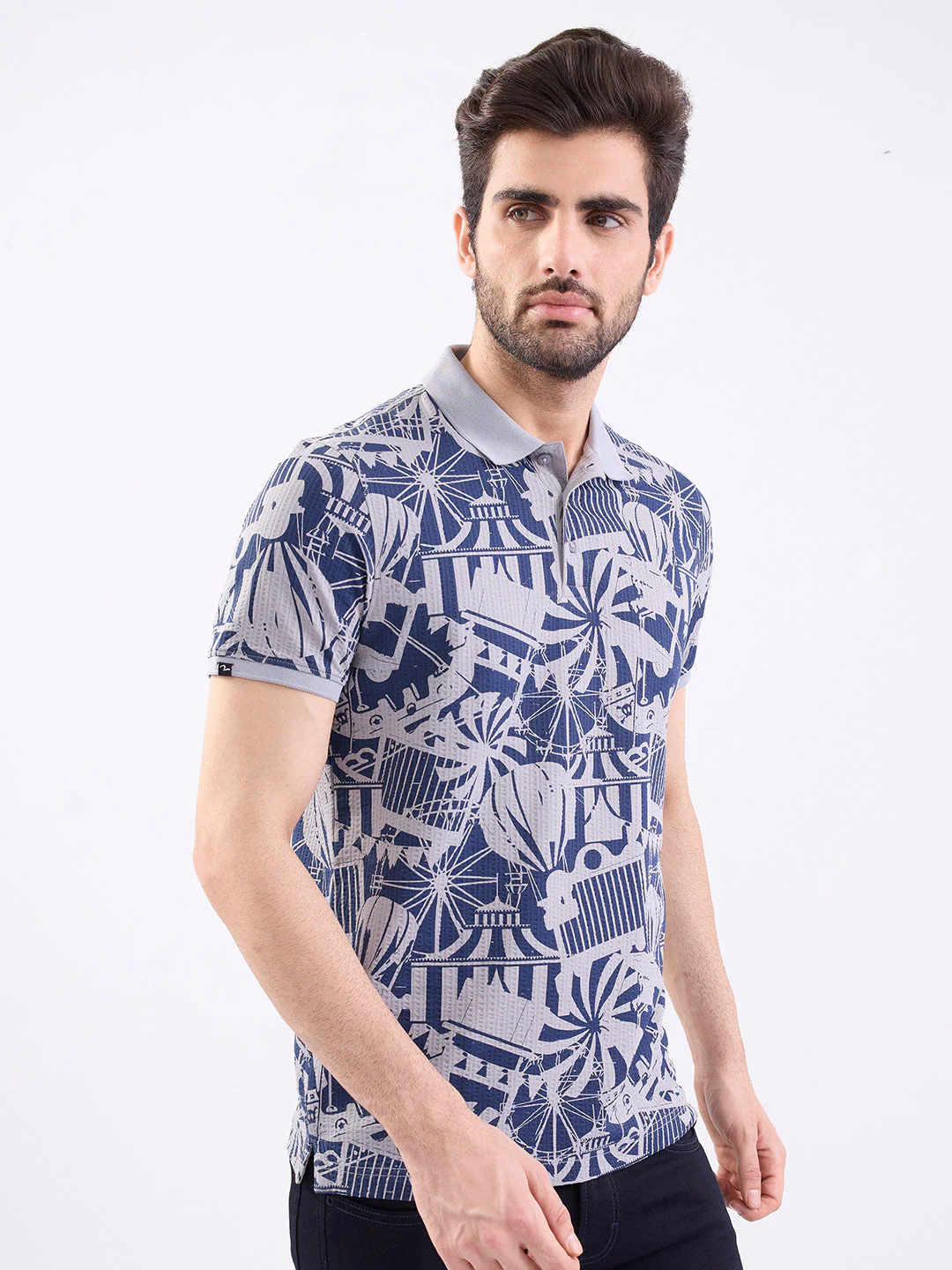 Men T-Shirt Grey Slim Fit
