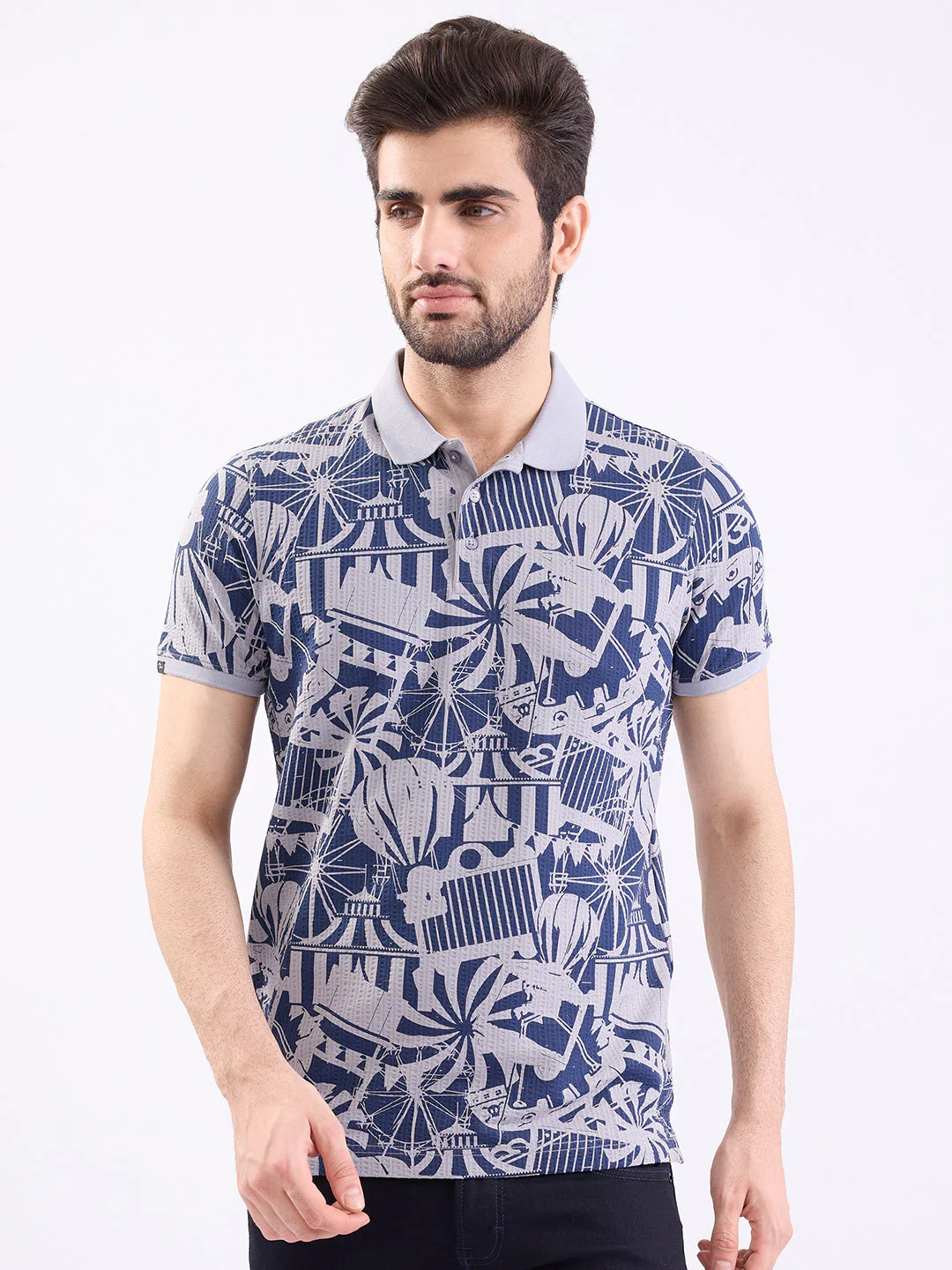 Men T-Shirt Grey Slim Fit - Image 2
