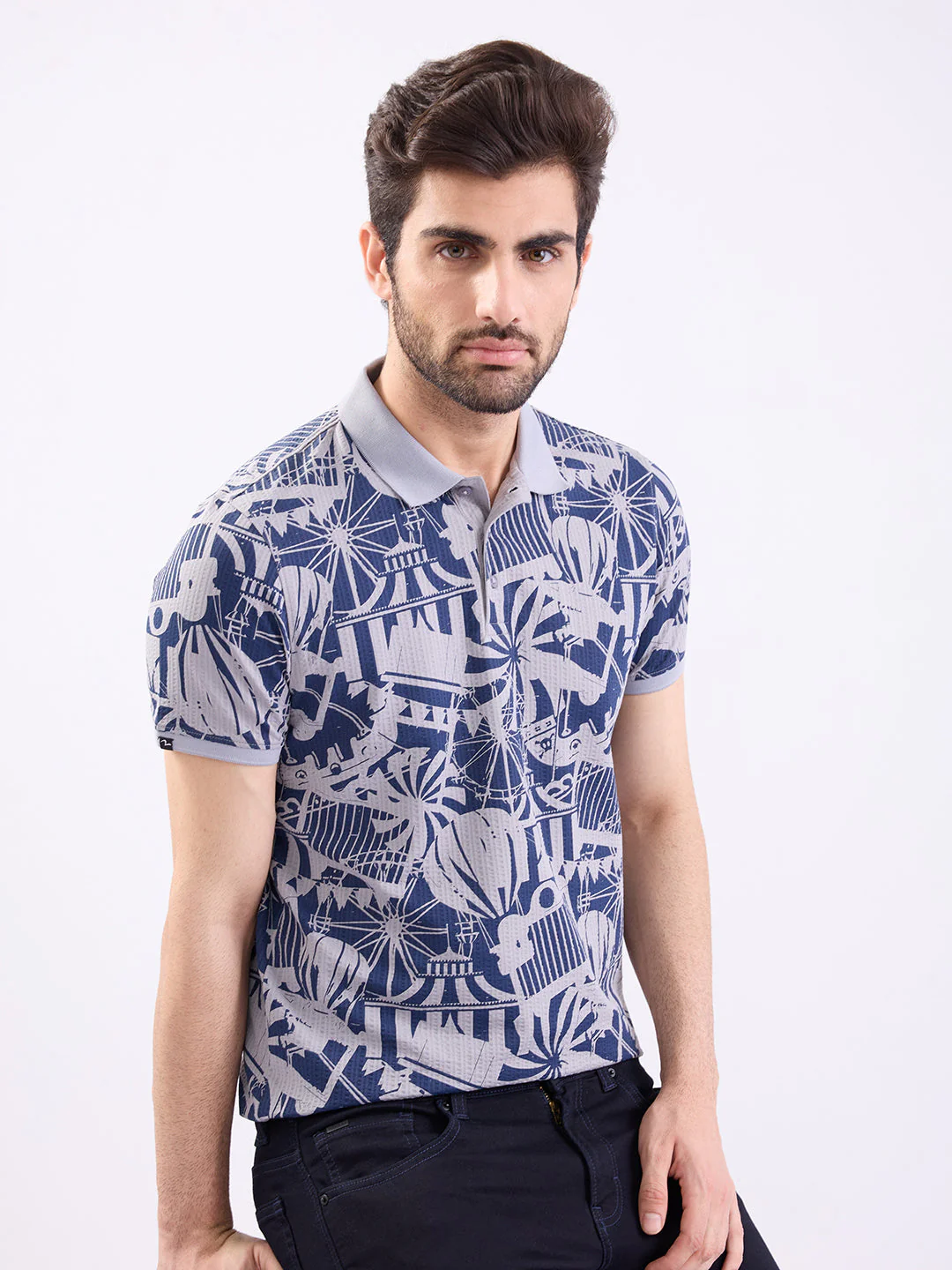 Men T-Shirt Grey Slim Fit - Image 7