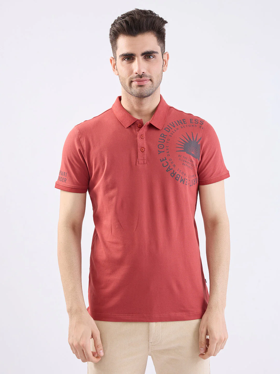Men T-Shirt Red Slim Fit - Image 2