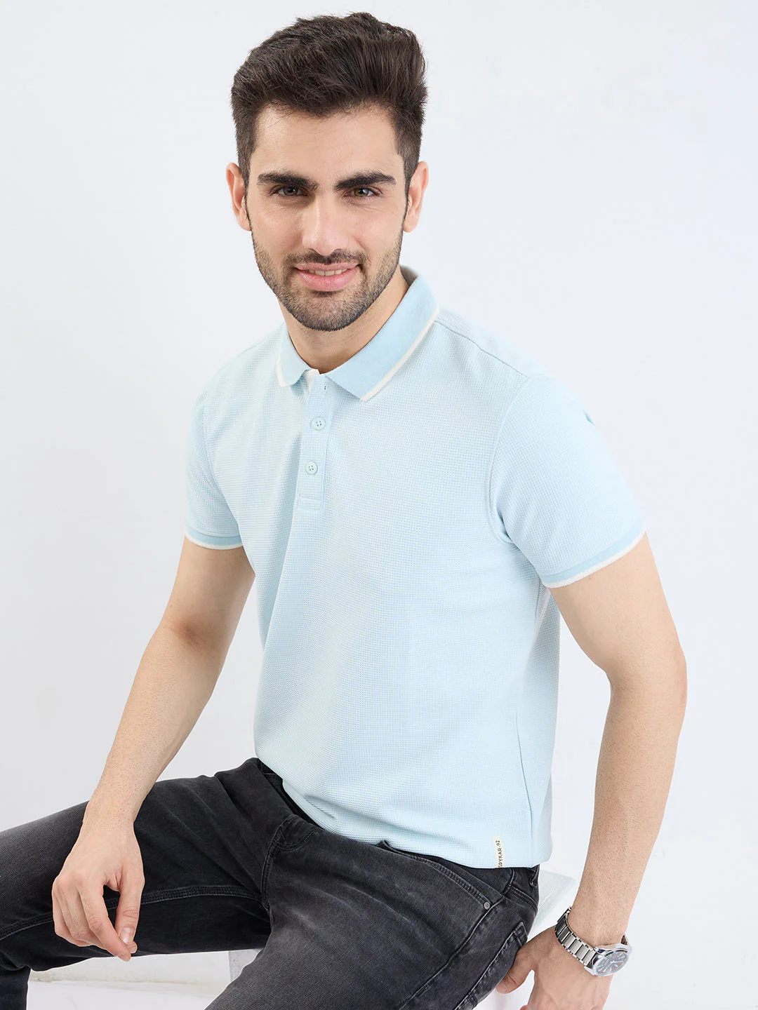 Men T-Shirt Blue Slim Fit - Image 7