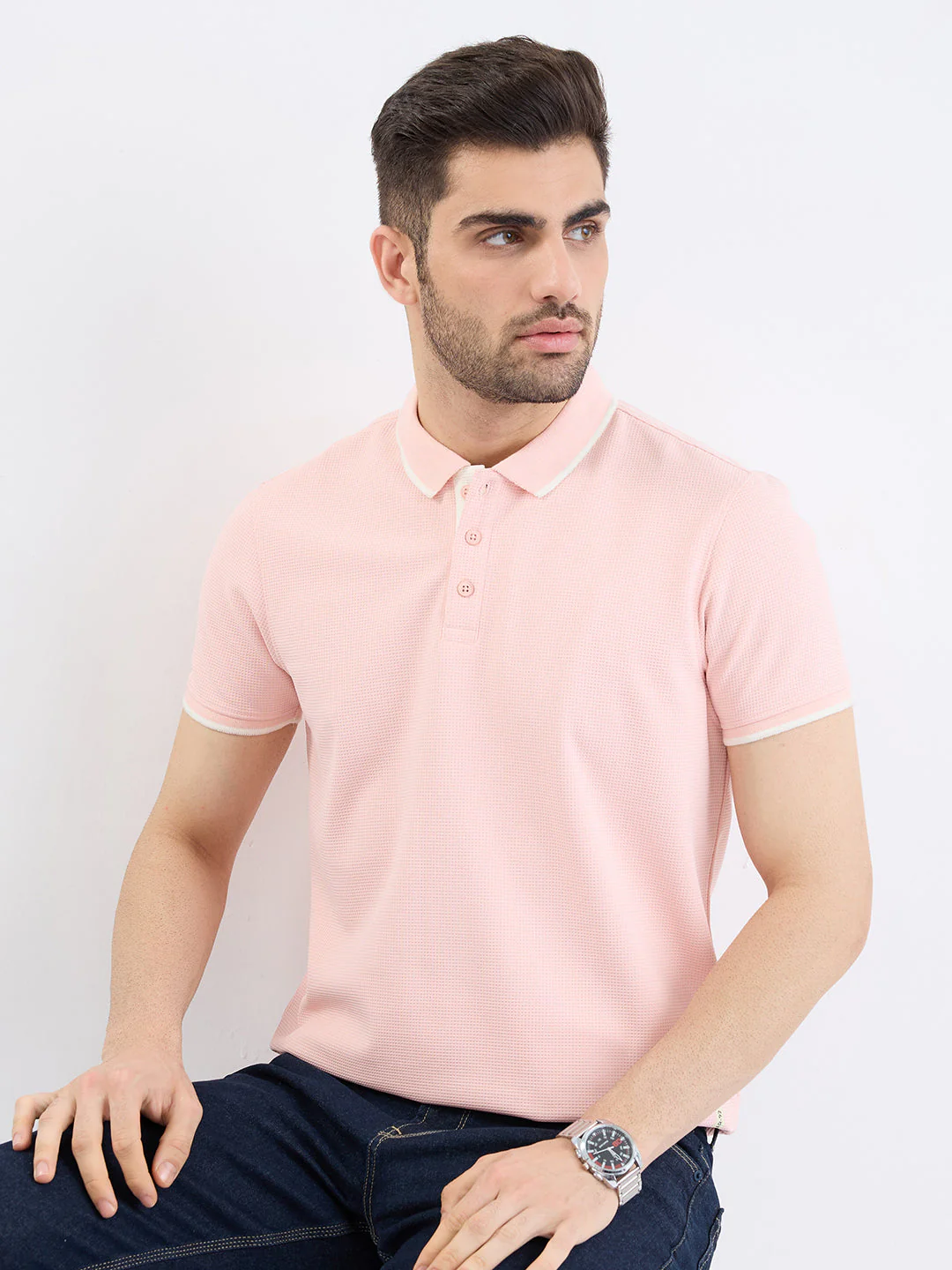 Men T-Shirt Pink Slim Fit - Image 7