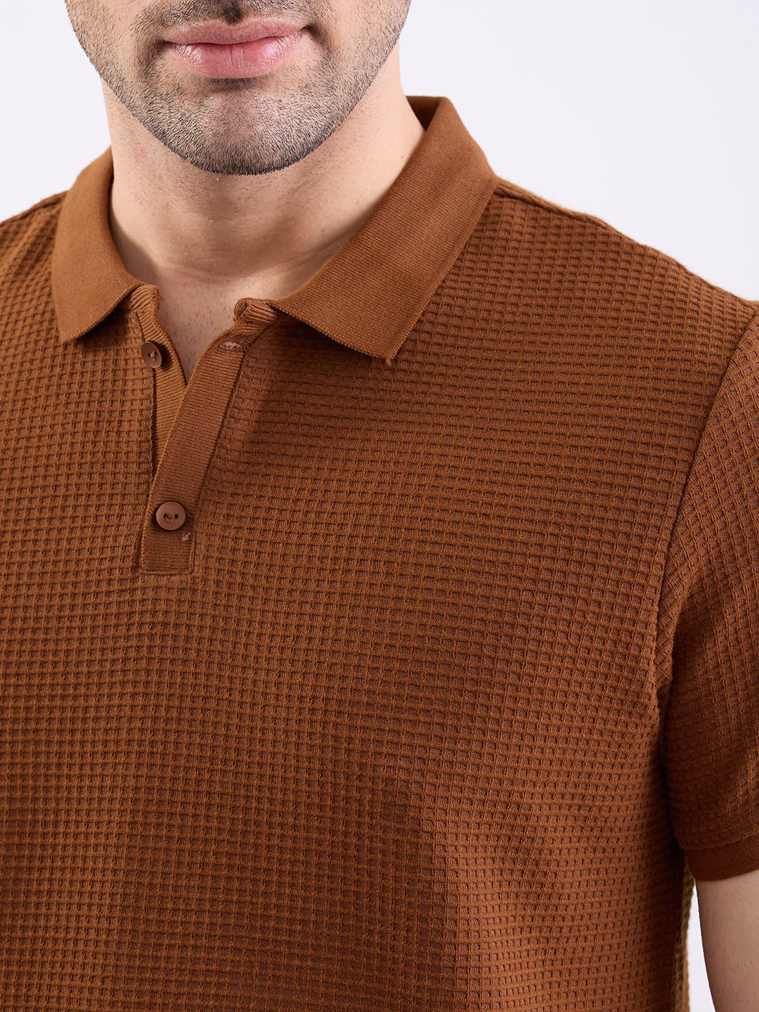 Men T-Shirt Brown Slim Fit - Image 6