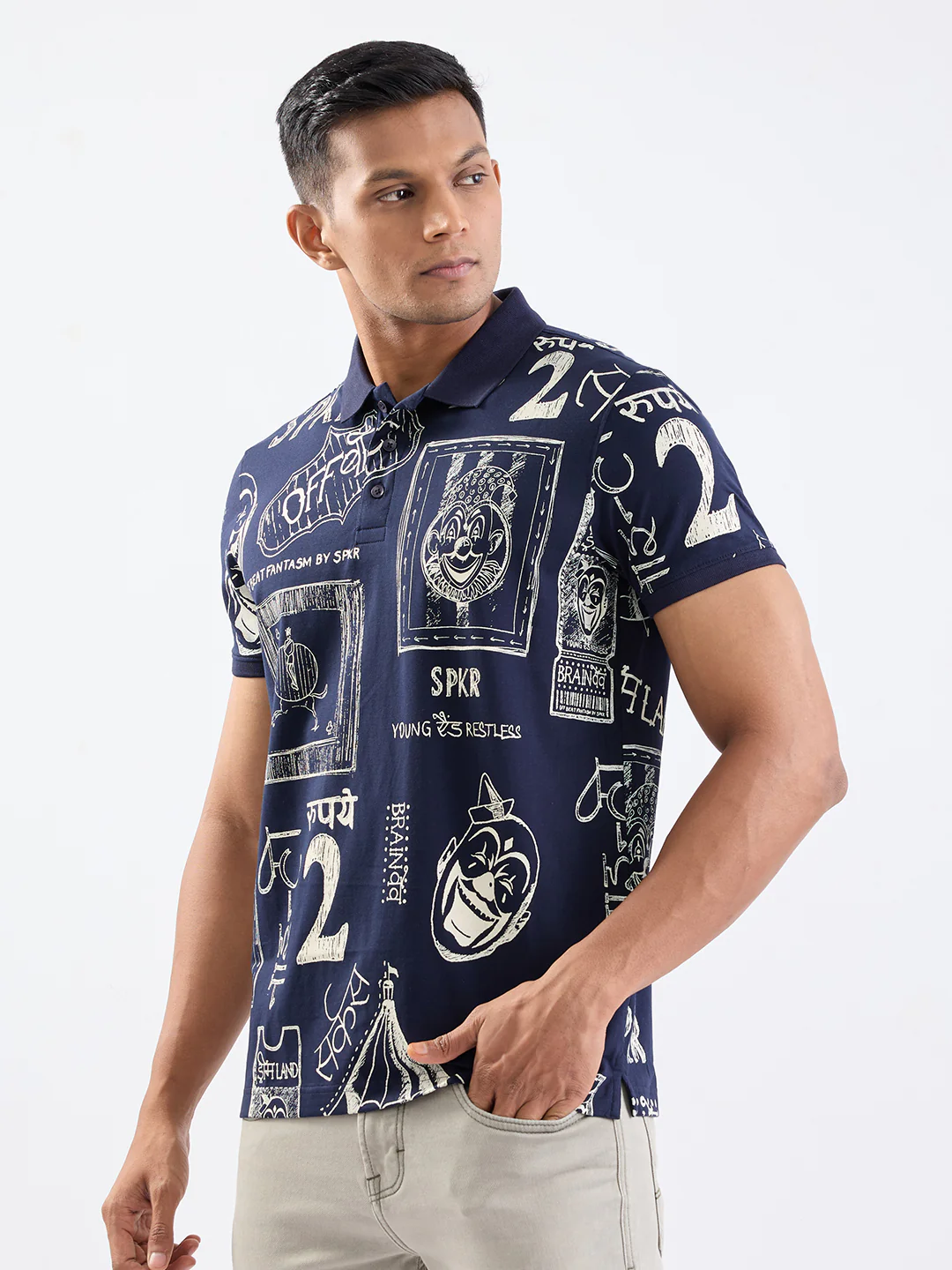 Men T-Shirt Blue Slim Fit - Image 3