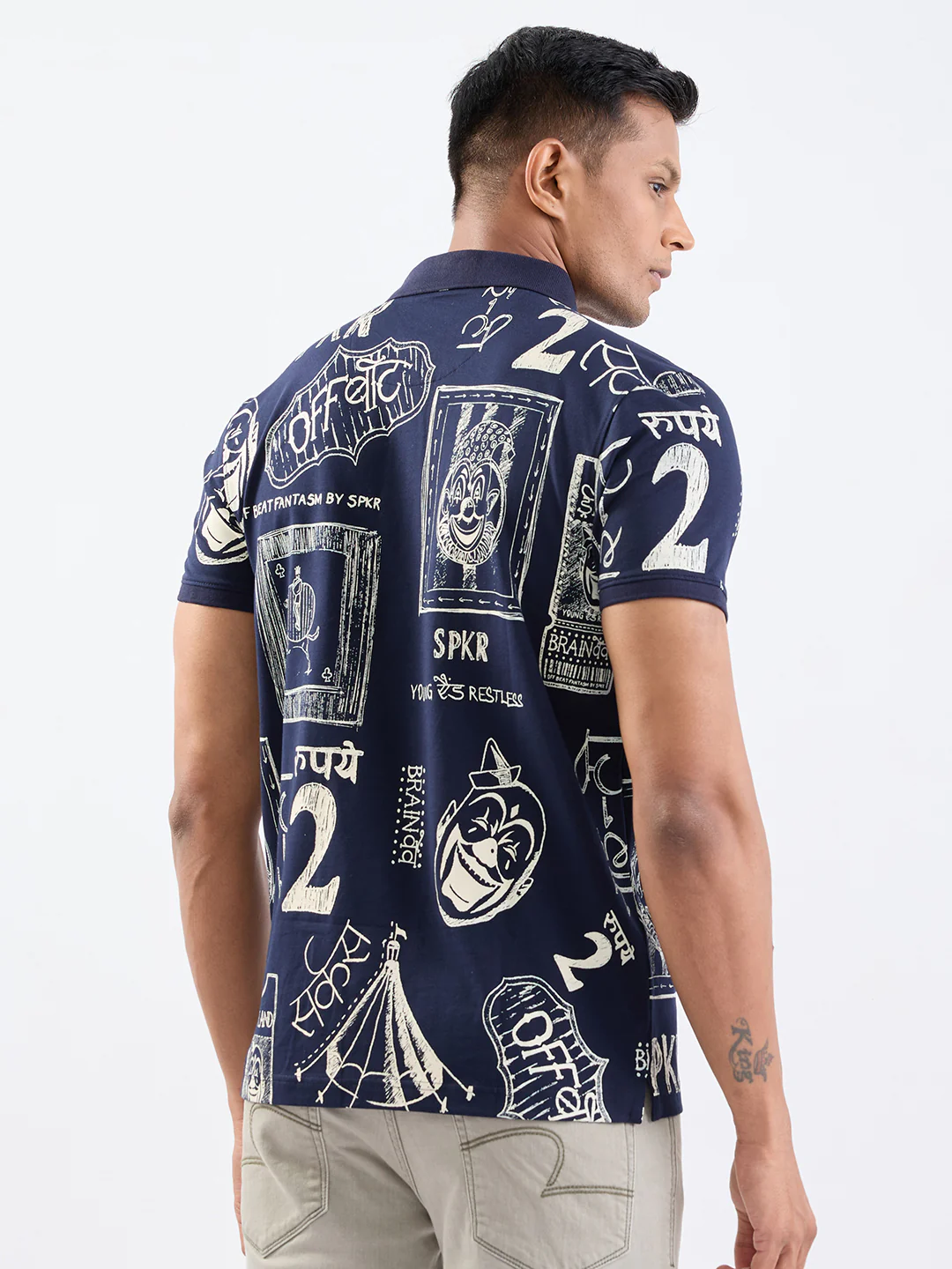 Men T-Shirt Blue Slim Fit - Image 4