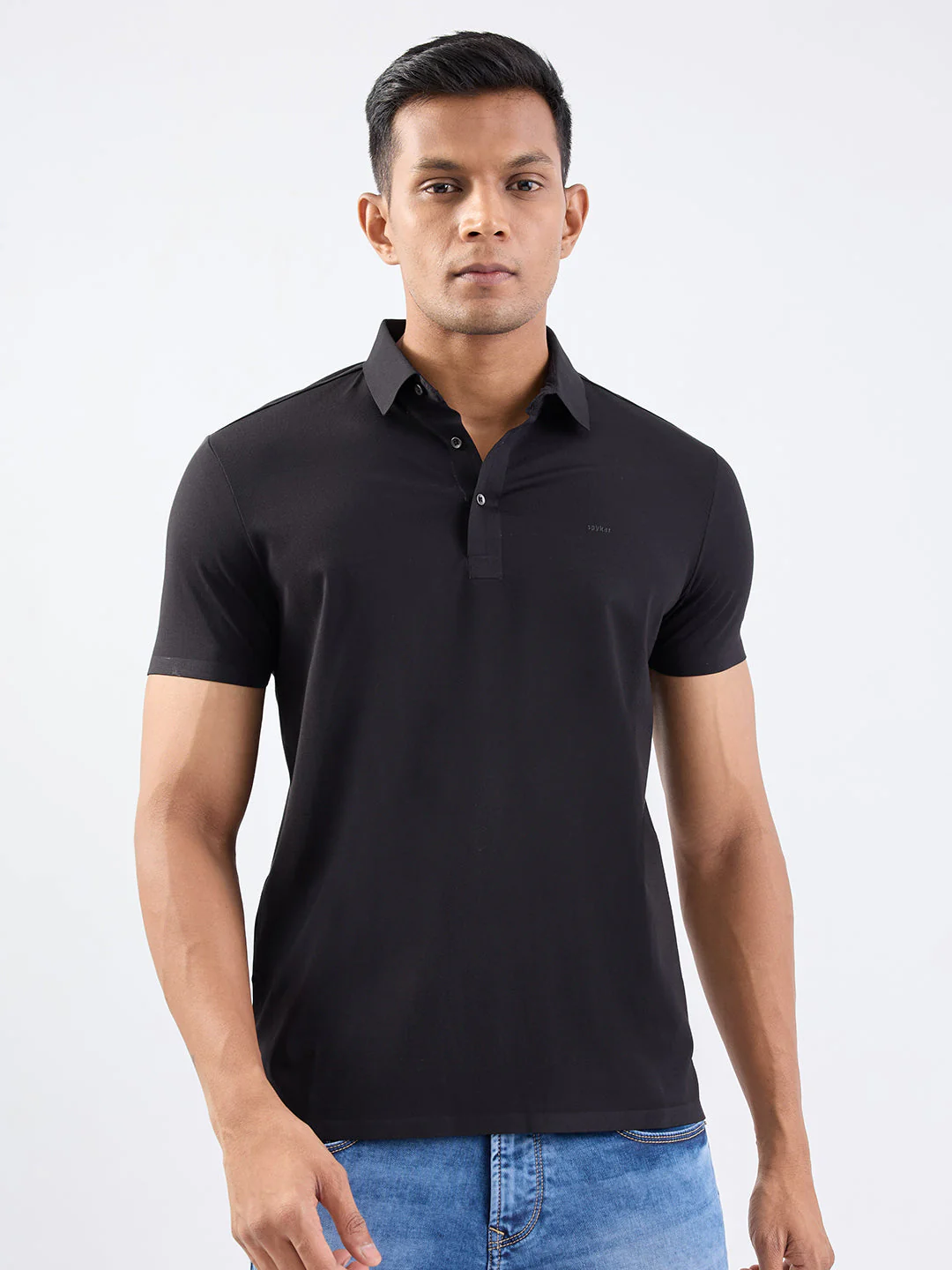 Men T-Shirt Black Slim Fit - Image 2