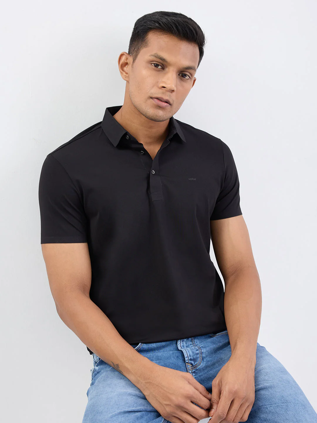 Men T-Shirt Black Slim Fit - Image 7