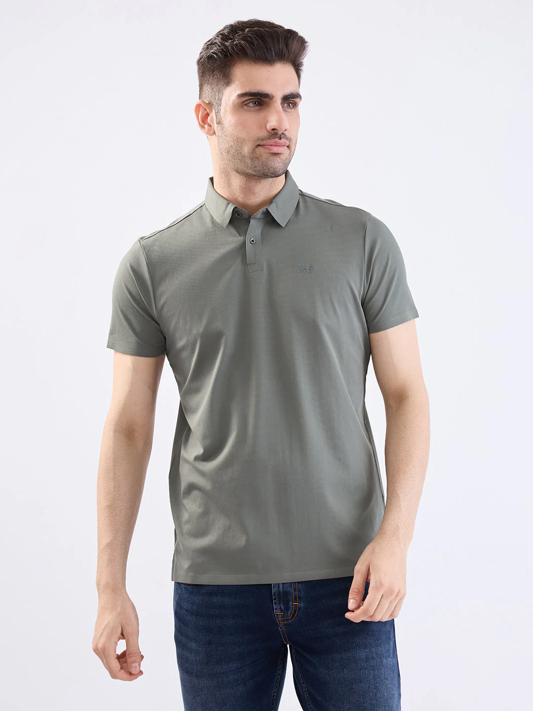Men T-Shirt Green Slim Fit - Image 2