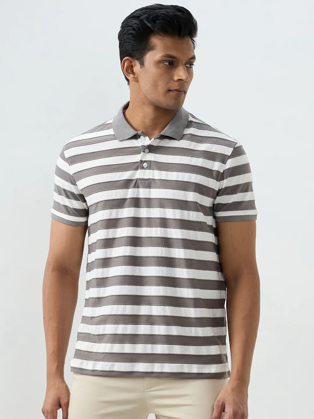 Men T-Shirt Grey Slim Fit - Image 2