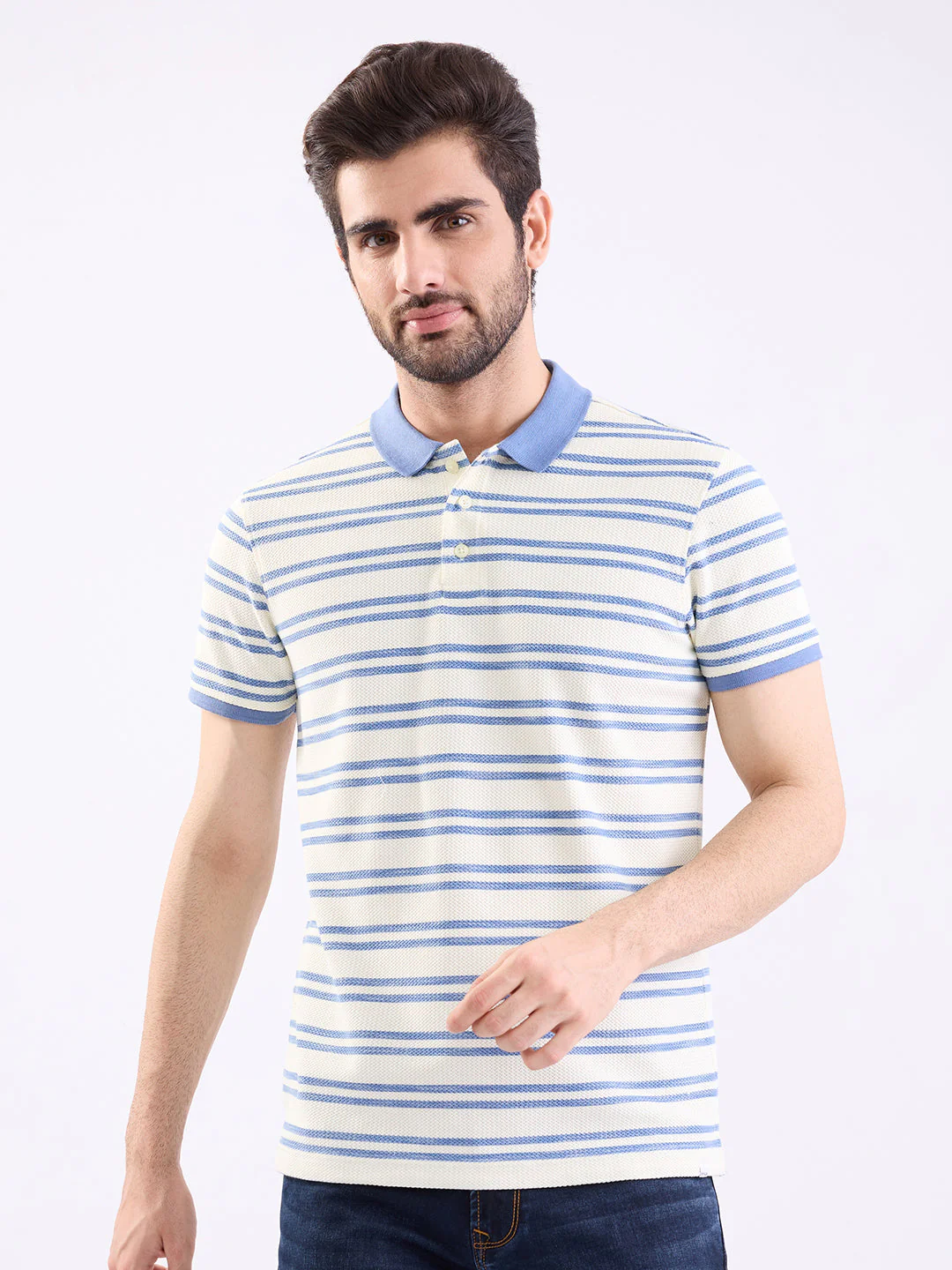 Men T-Shirt Blue Slim Fit - Image 2