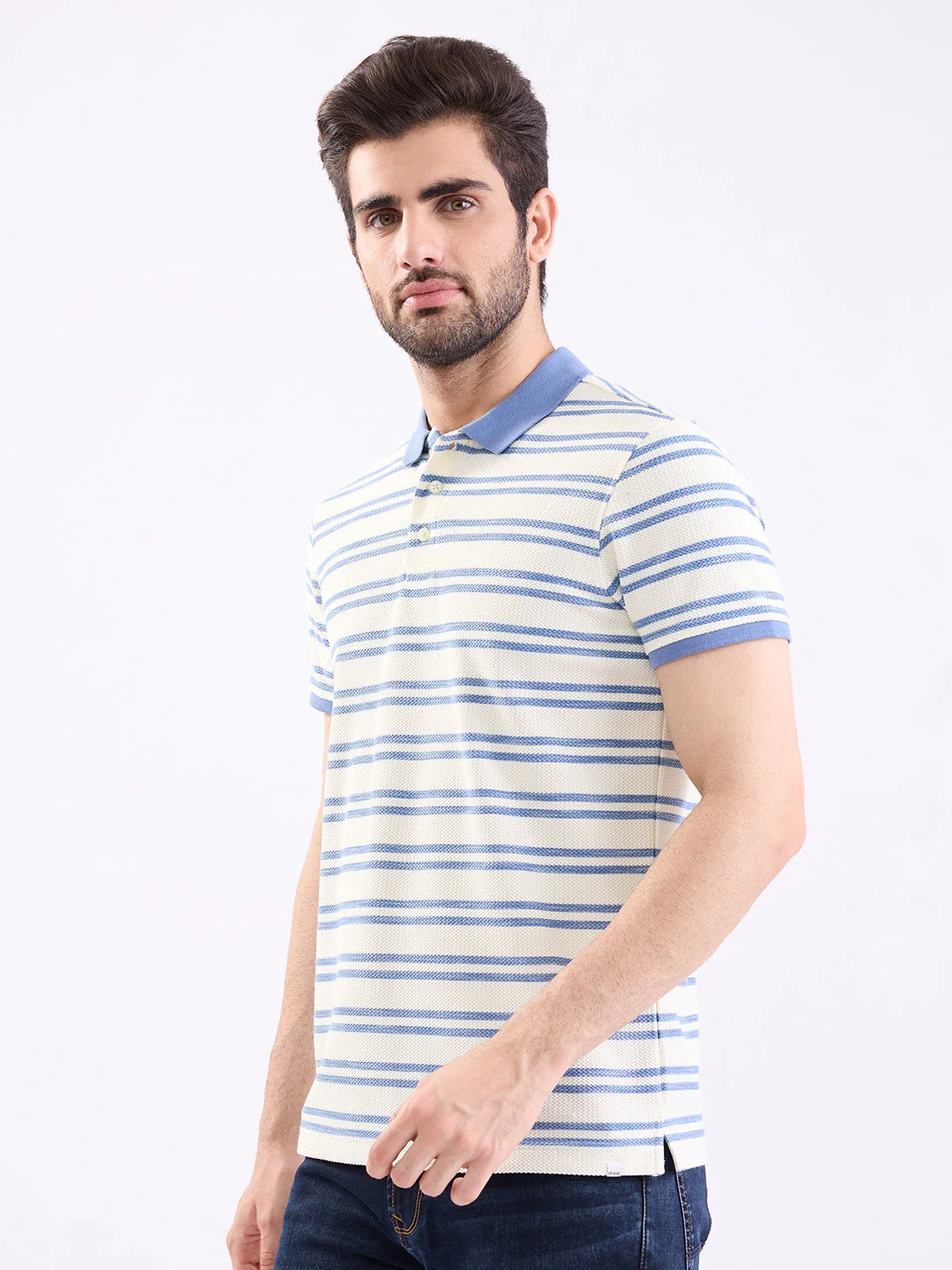 Men T-Shirt Blue Slim Fit - Image 3