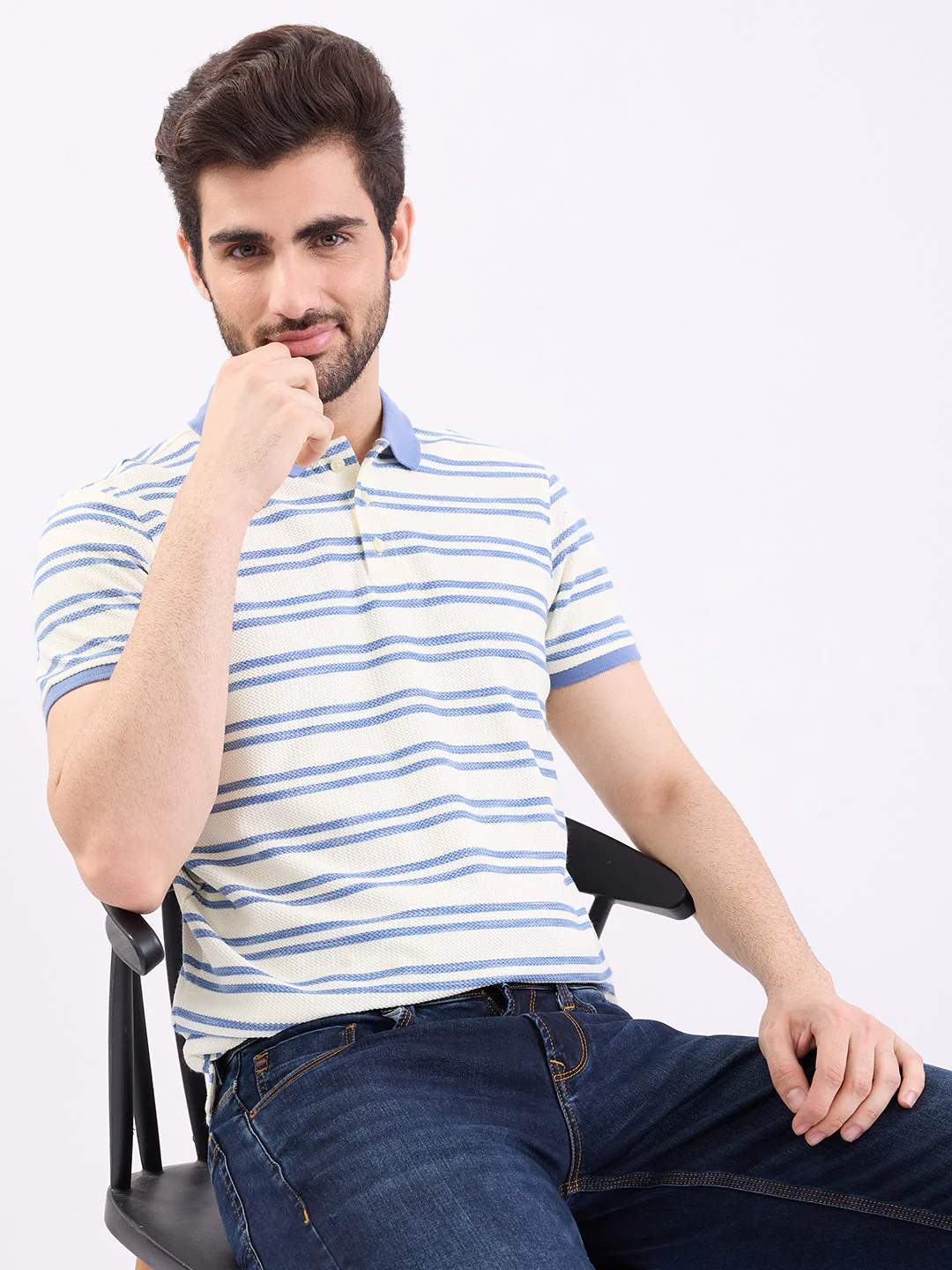 Men T-Shirt Blue Slim Fit - Image 7