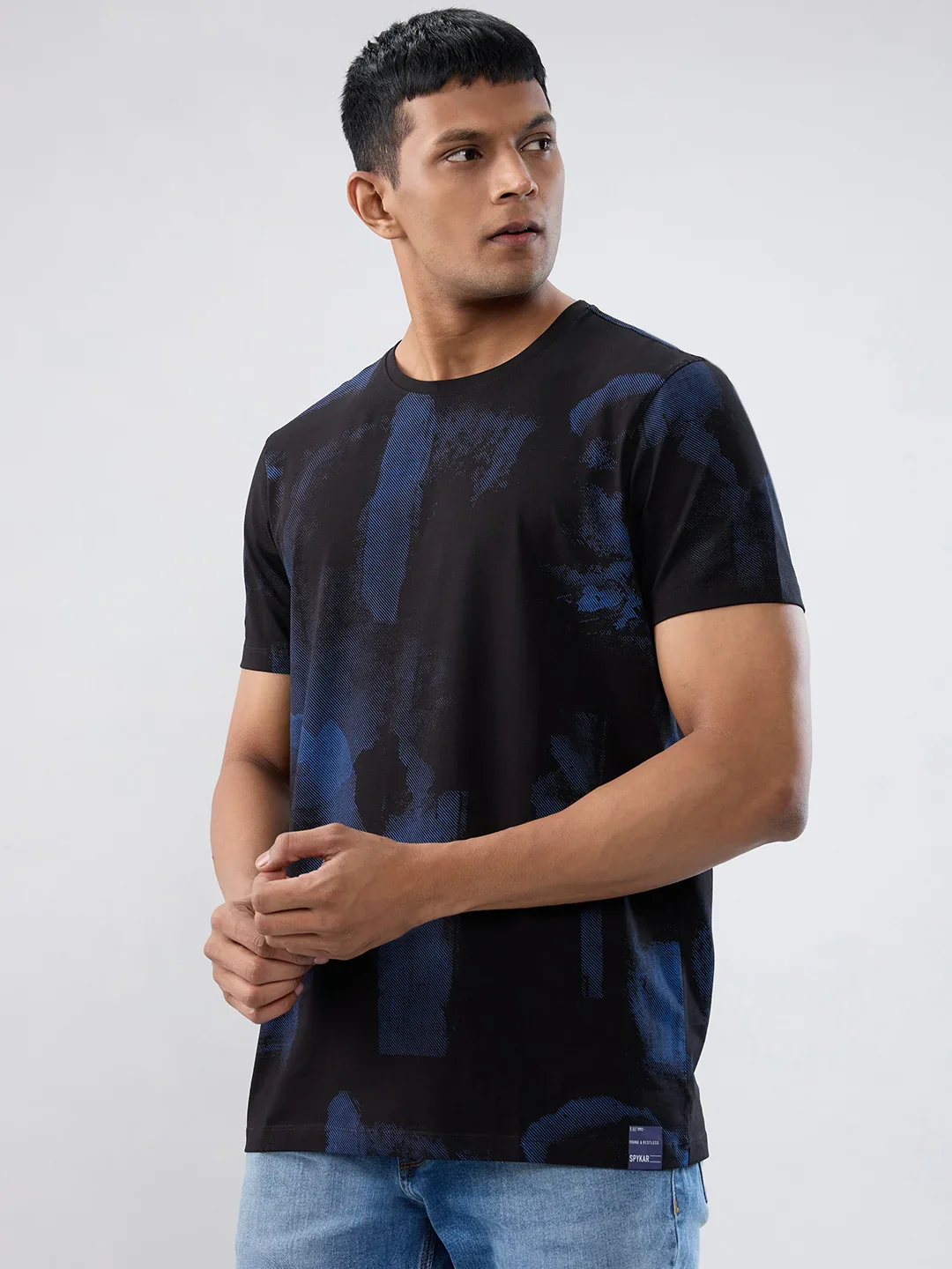 Men T-Shirt Print Black Regular Fit - Image 4
