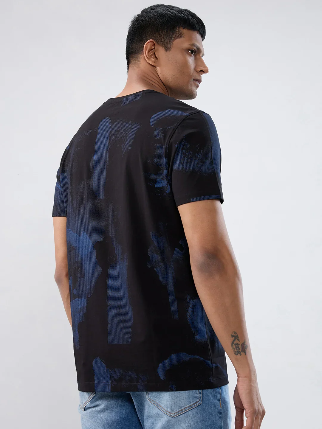 Men T-Shirt Print Black Regular Fit - Image 5