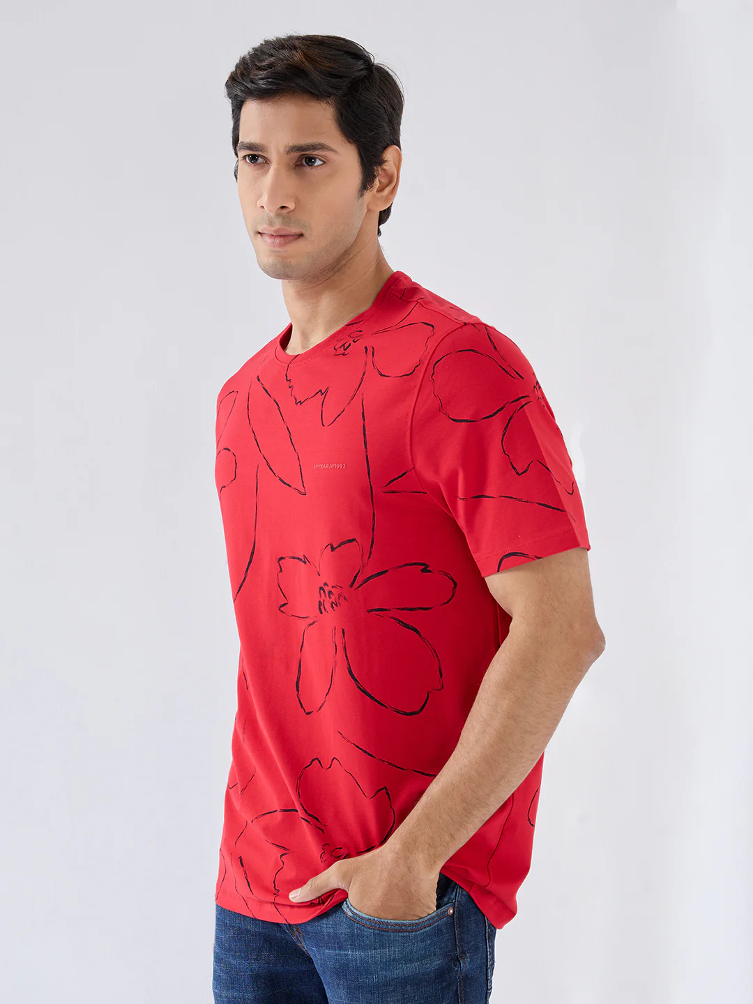 Men T-Shirt Print Red Regular Fit - Image 4