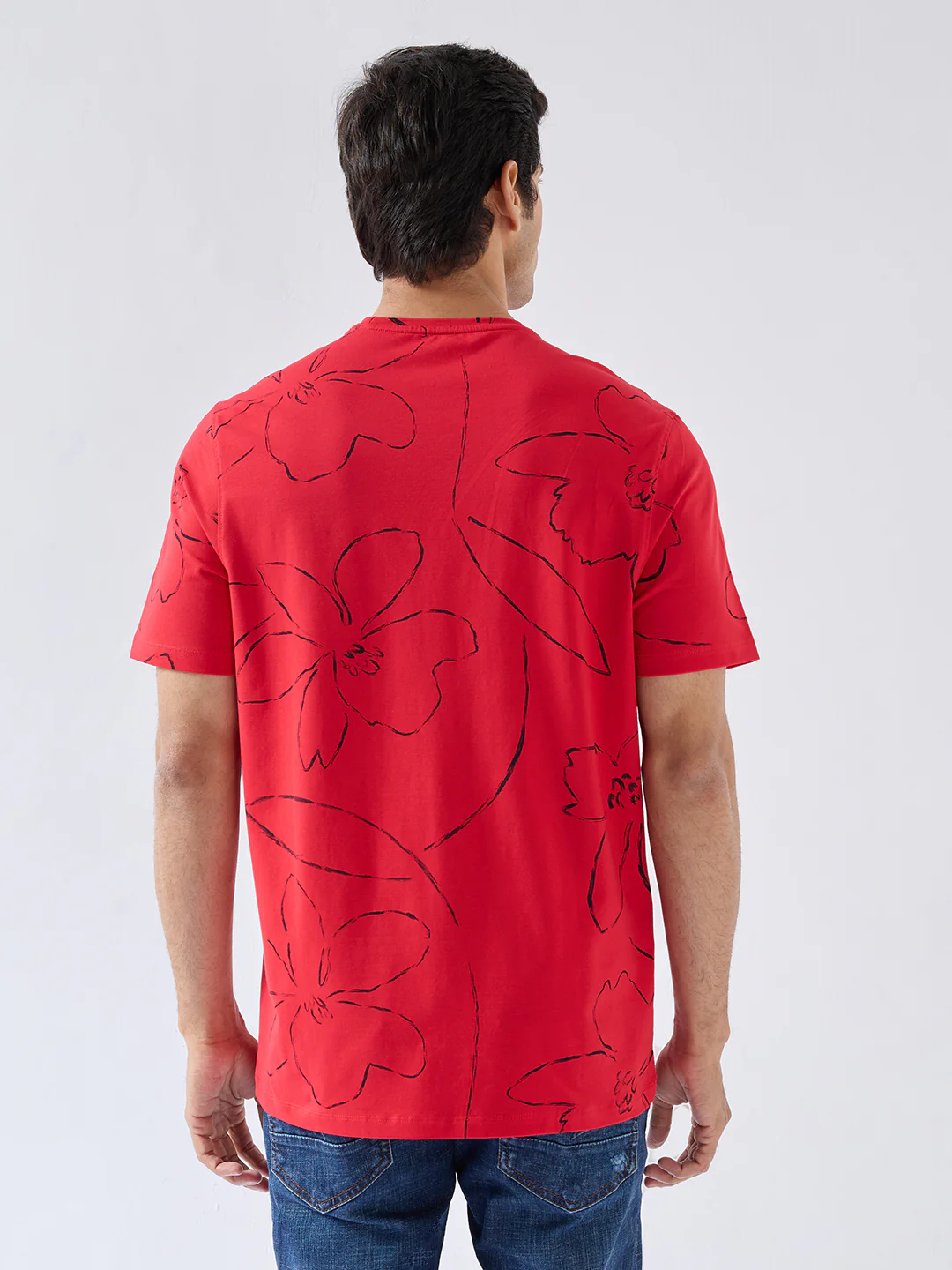 Men T-Shirt Print Red Regular Fit - Image 5