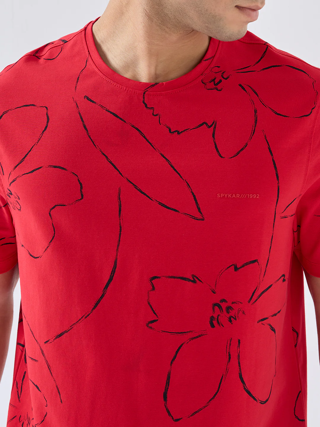 Men T-Shirt Print Red Regular Fit - Image 6