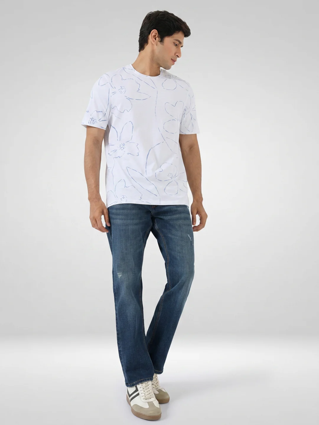 Men T-Shirt Print White Regular Fit - Image 2